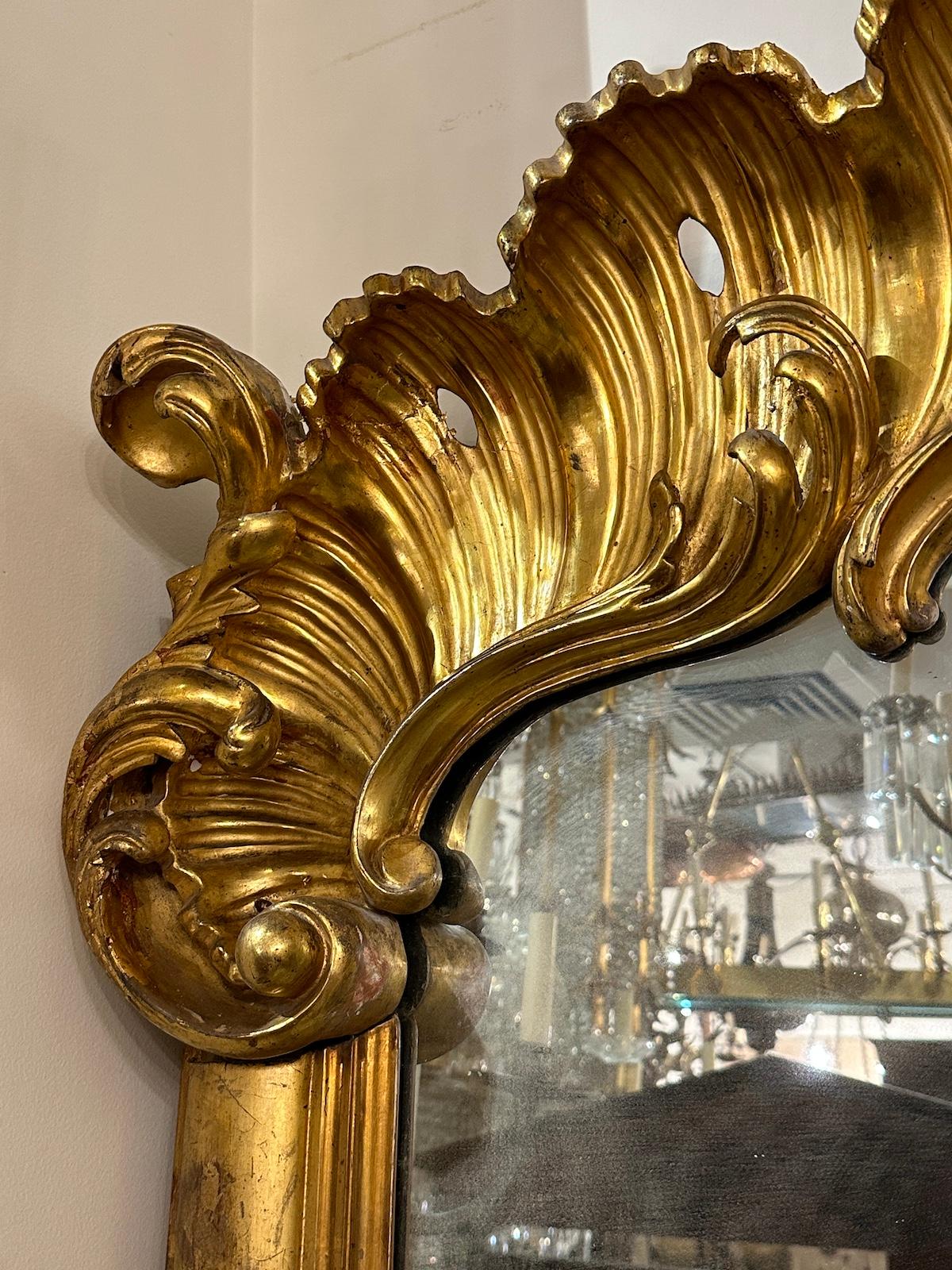Gilt Pair of Large Antique French Mirrors, Sold as Pair For Sale