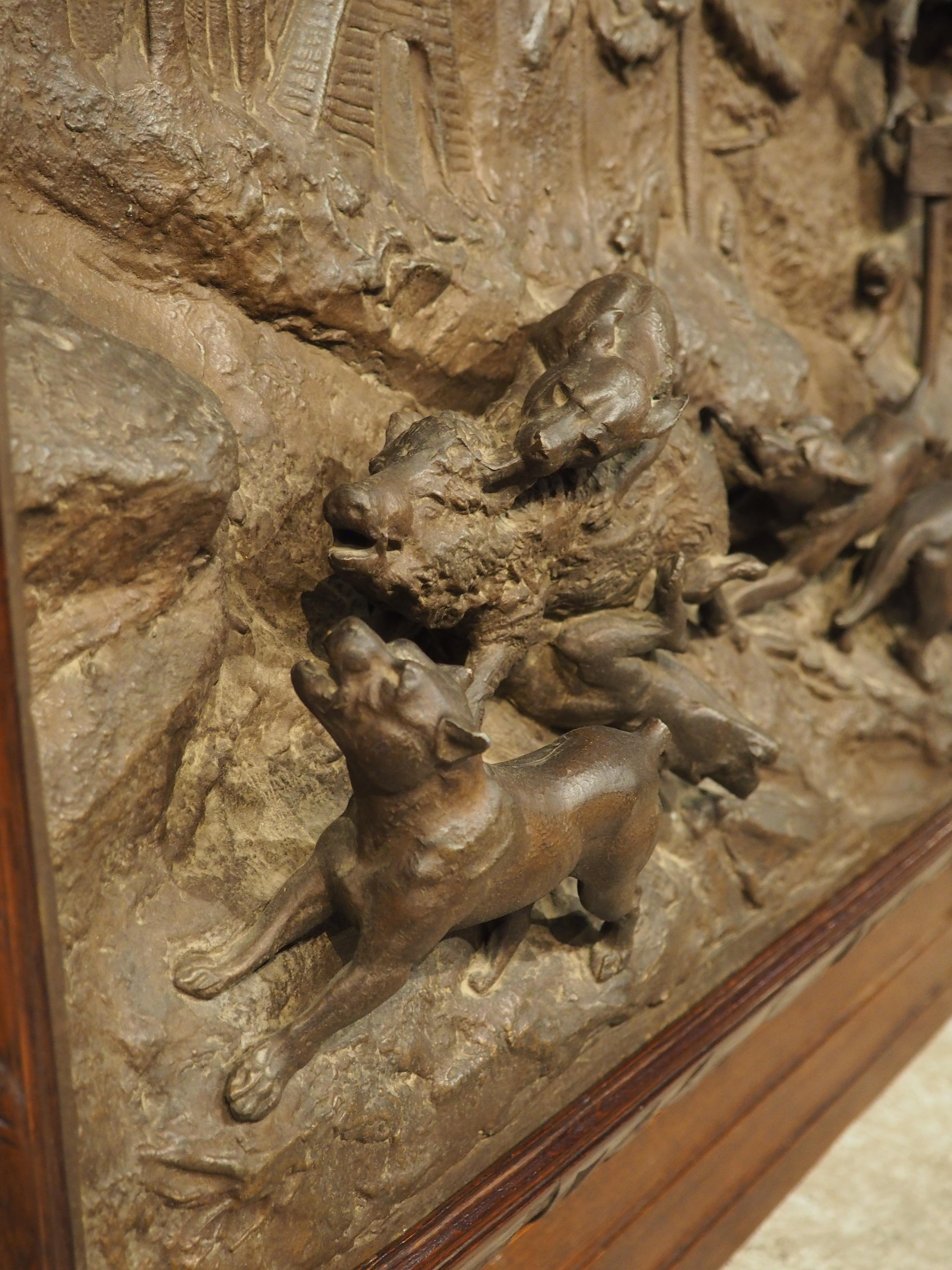 Pareja de grandes placas de caza antiguas enmarcadas en roble francés, P. Lecourtier (1851-1925) en venta 12