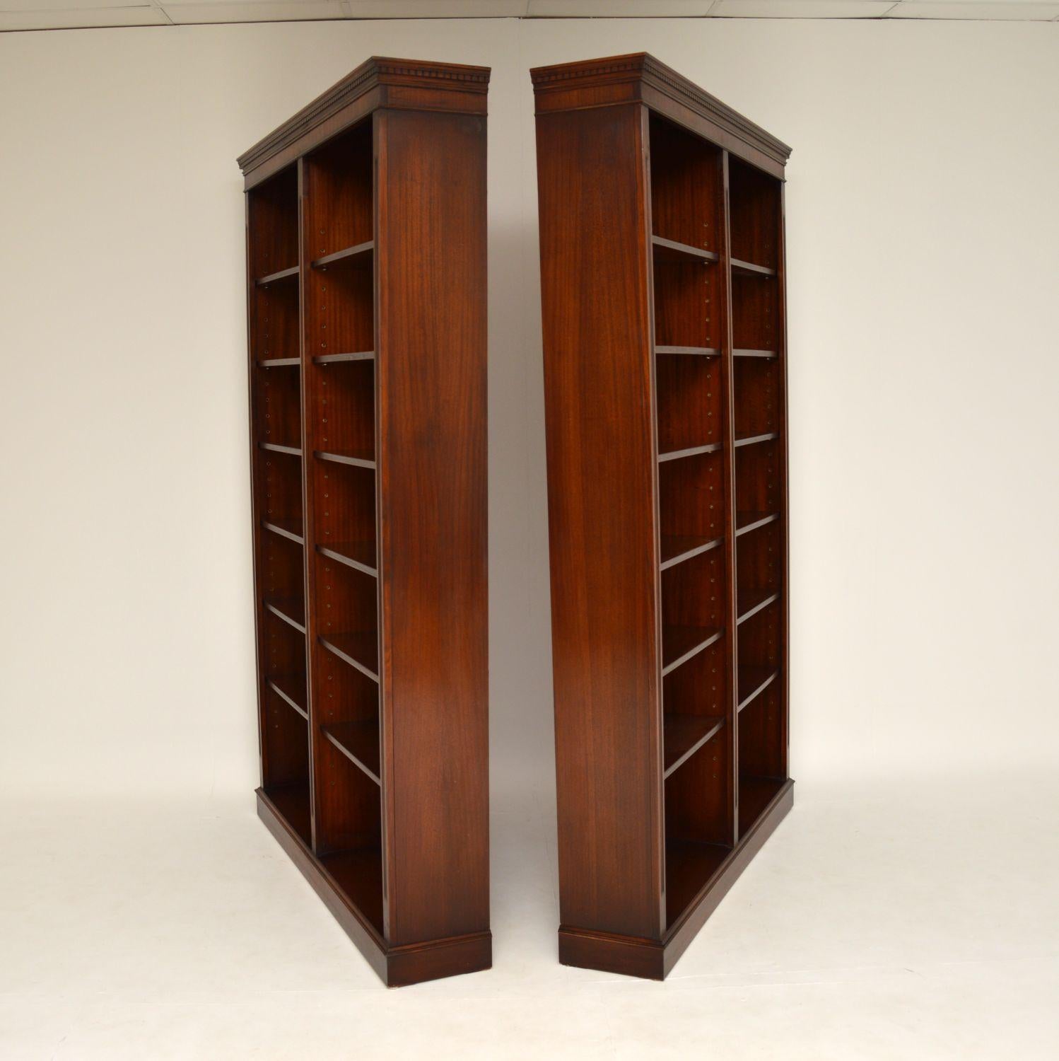 English Pair of Large Antique Georgian Style Mahogany Open Bookcases