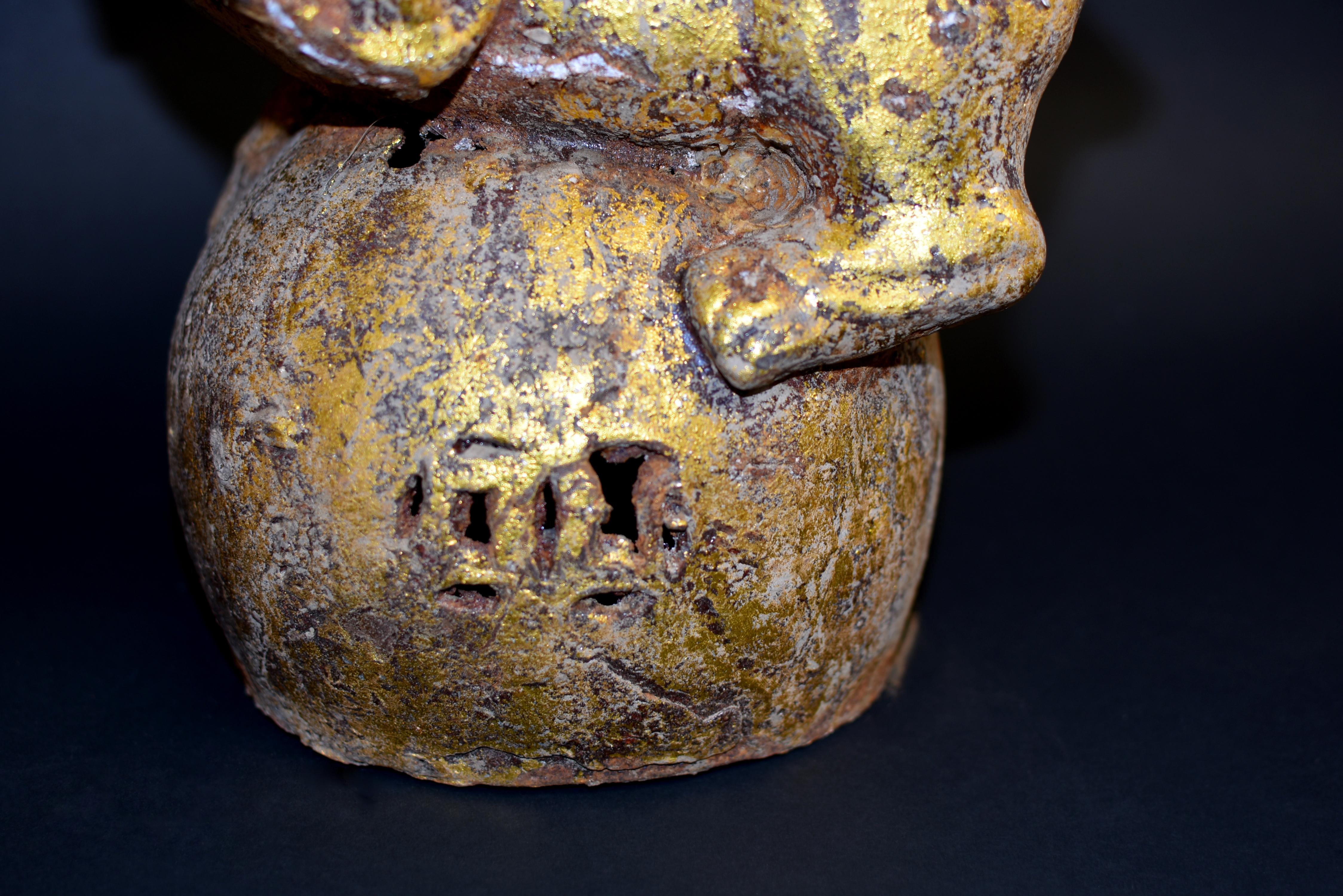 Paar große antike vergoldete Eisen-Fuchshunde 40 lb im Angebot 6