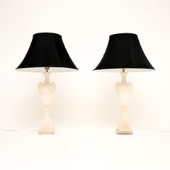Pair of Large Antique Italian Alabaster Table Lamps