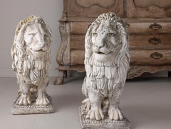 Pair of Large Antique Italian Concrete Lions