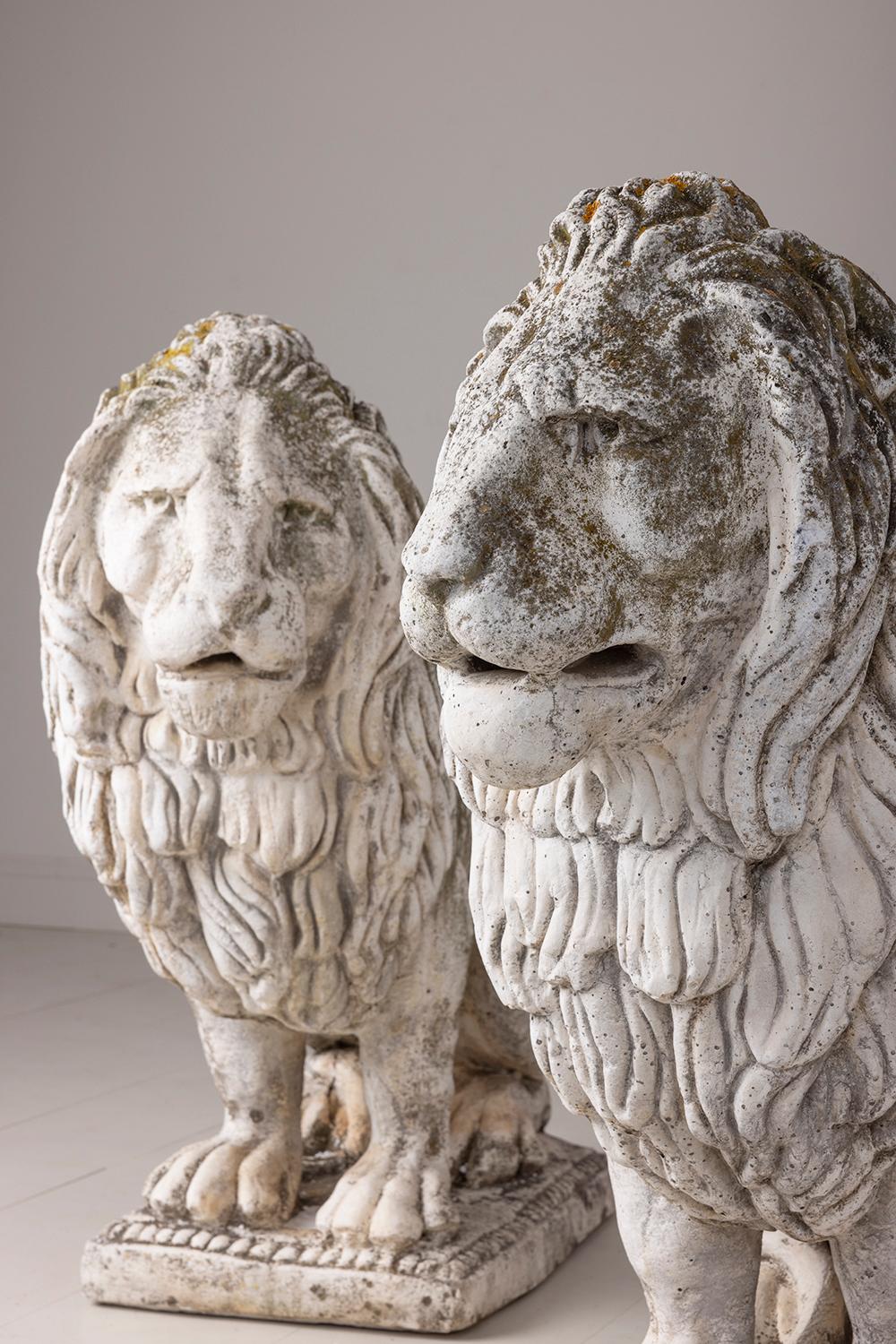 Pair of Large Antique Italian Concrete Lions at 1stDibs vintage