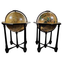 Pair Of Large Antique Italian Globes 