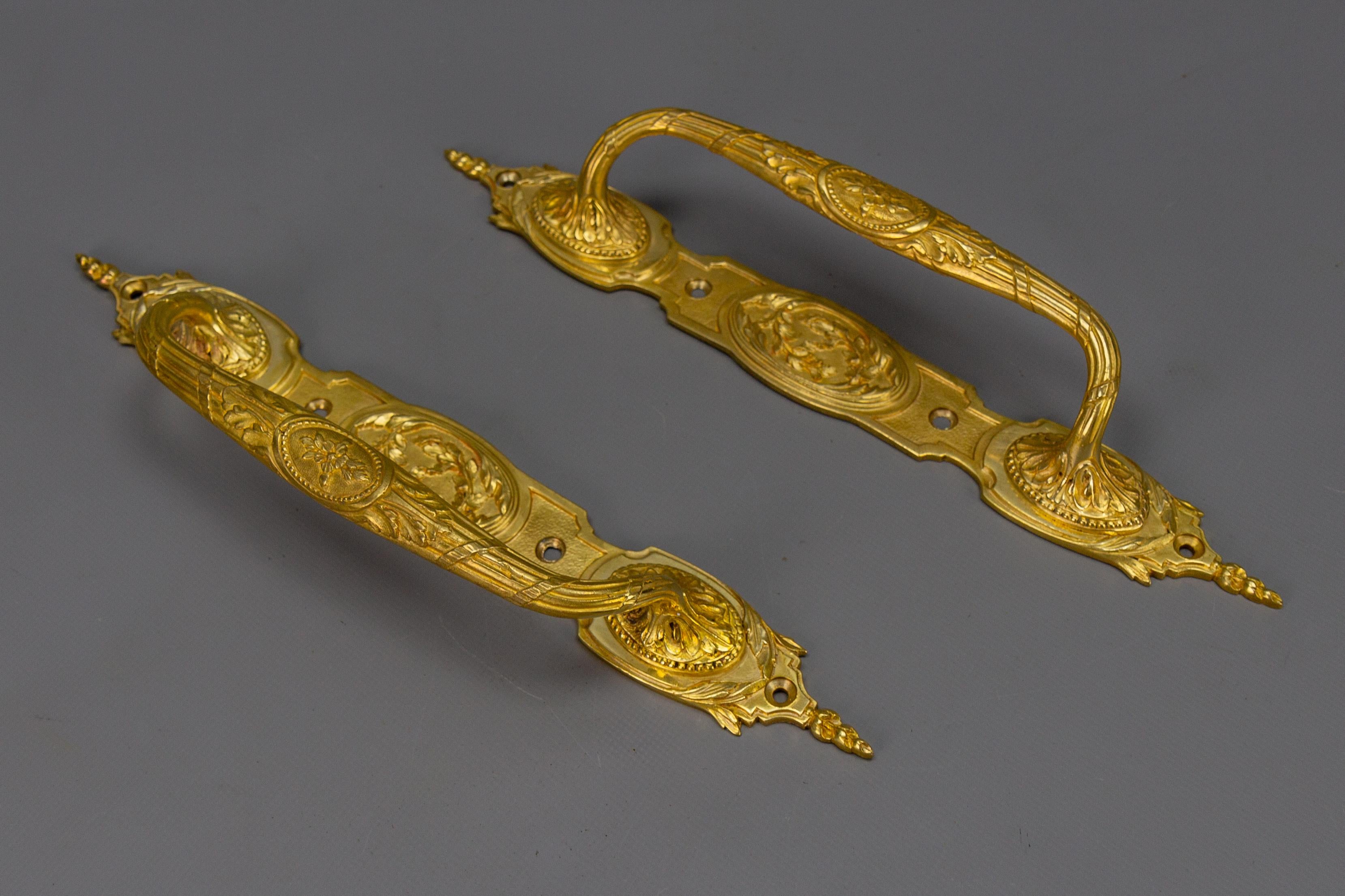 Pair of Large Antique Louis XVI Style Bronze Door Handles, circa 1890 For Sale 7