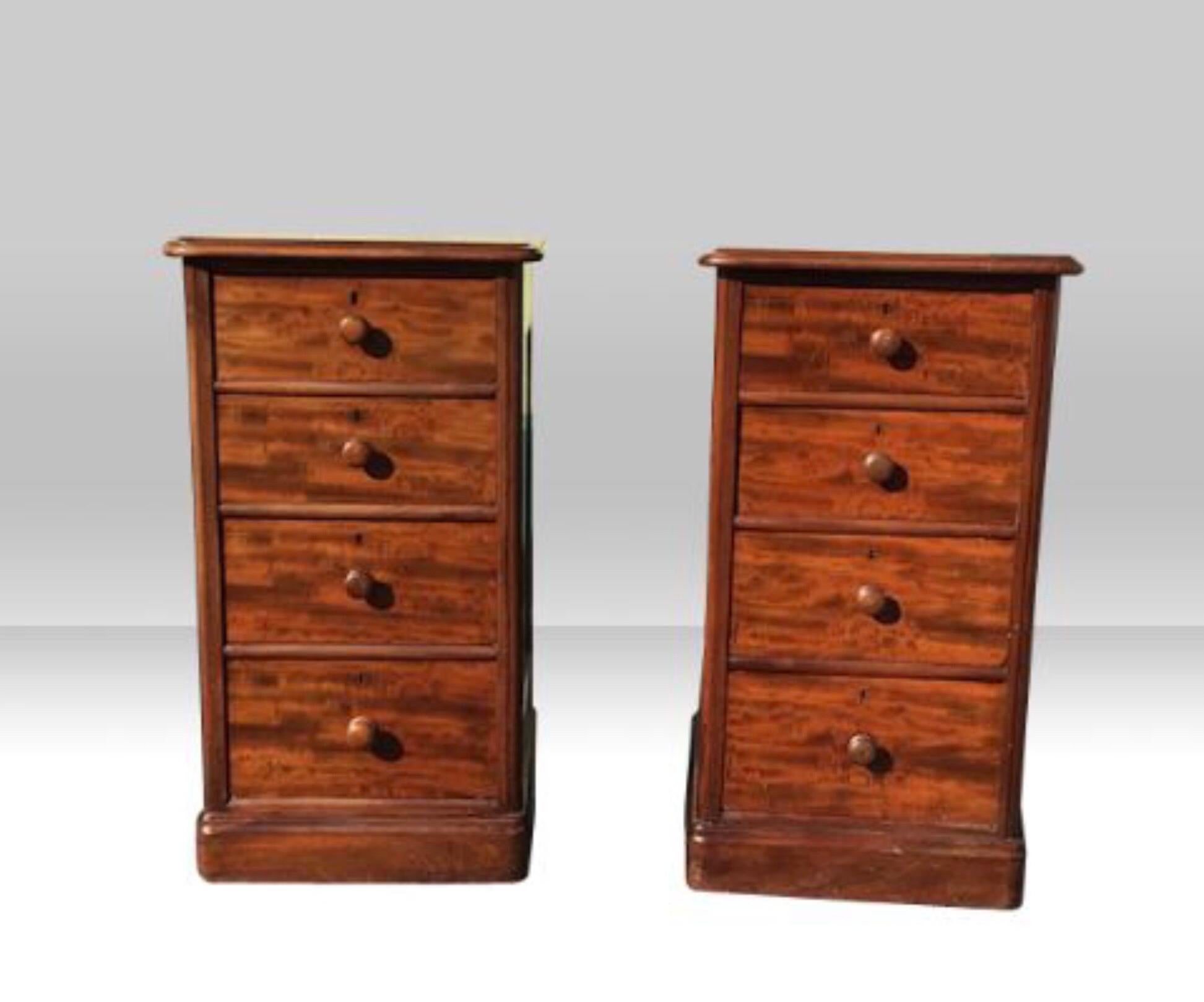 Victorian Pair of Large Antique Mahogany Bedside Chests Cabinets For Sale