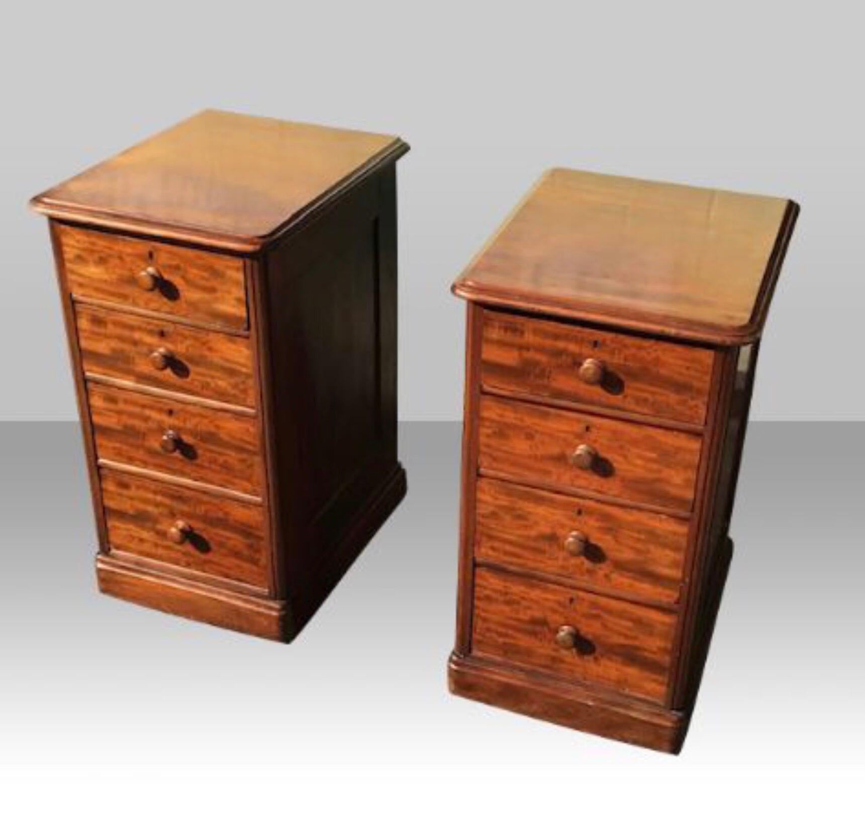 European Pair of Large Antique Mahogany Bedside Chests Cabinets For Sale