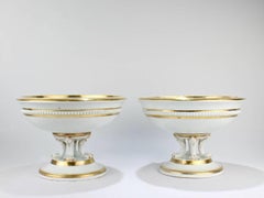 Pair of Large Antique Meissen Porcelain Topographical Footed Bowls or Tazzas