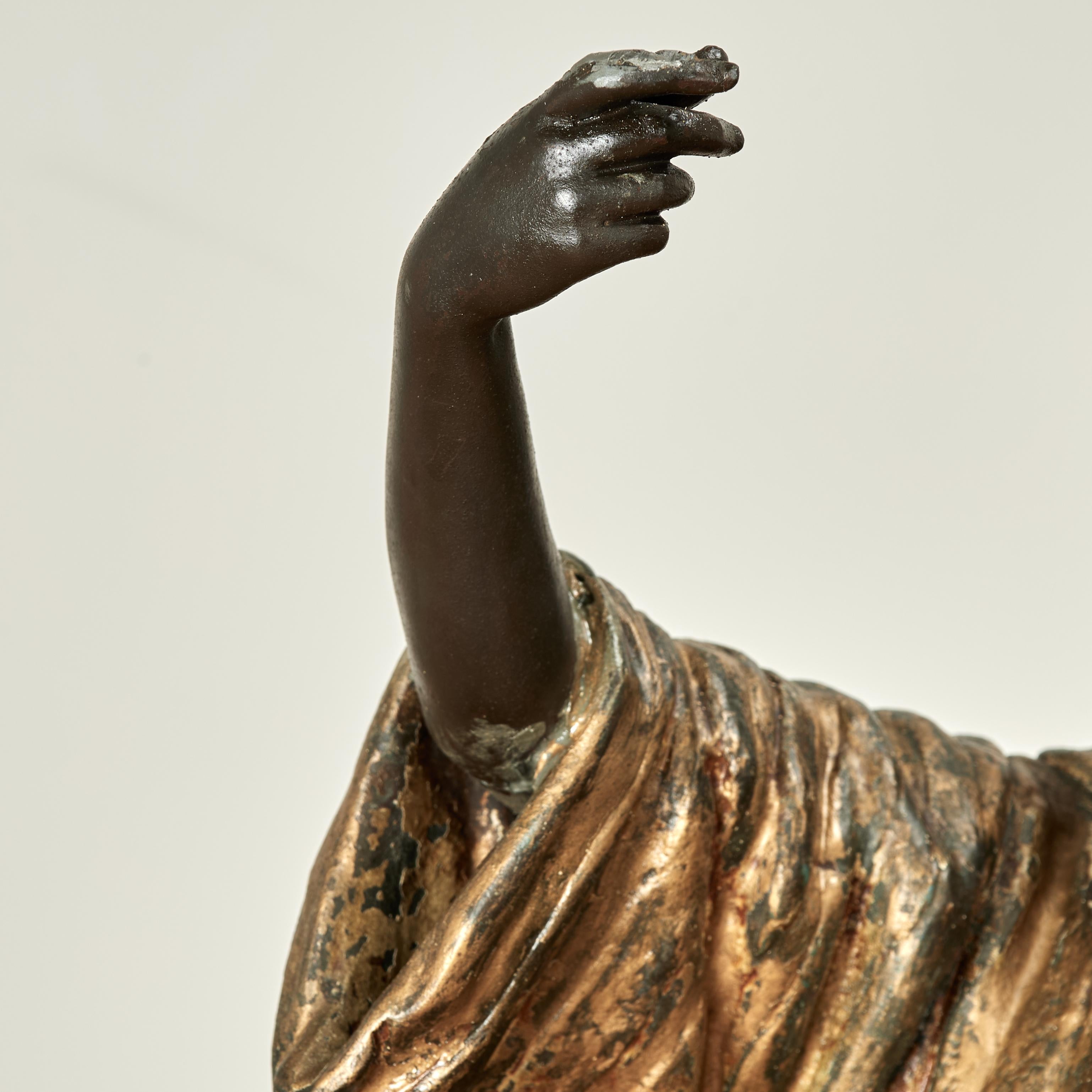 Paar große antike orientalische Bronzeskulpturen oder Statuen (Österreichisch) im Angebot