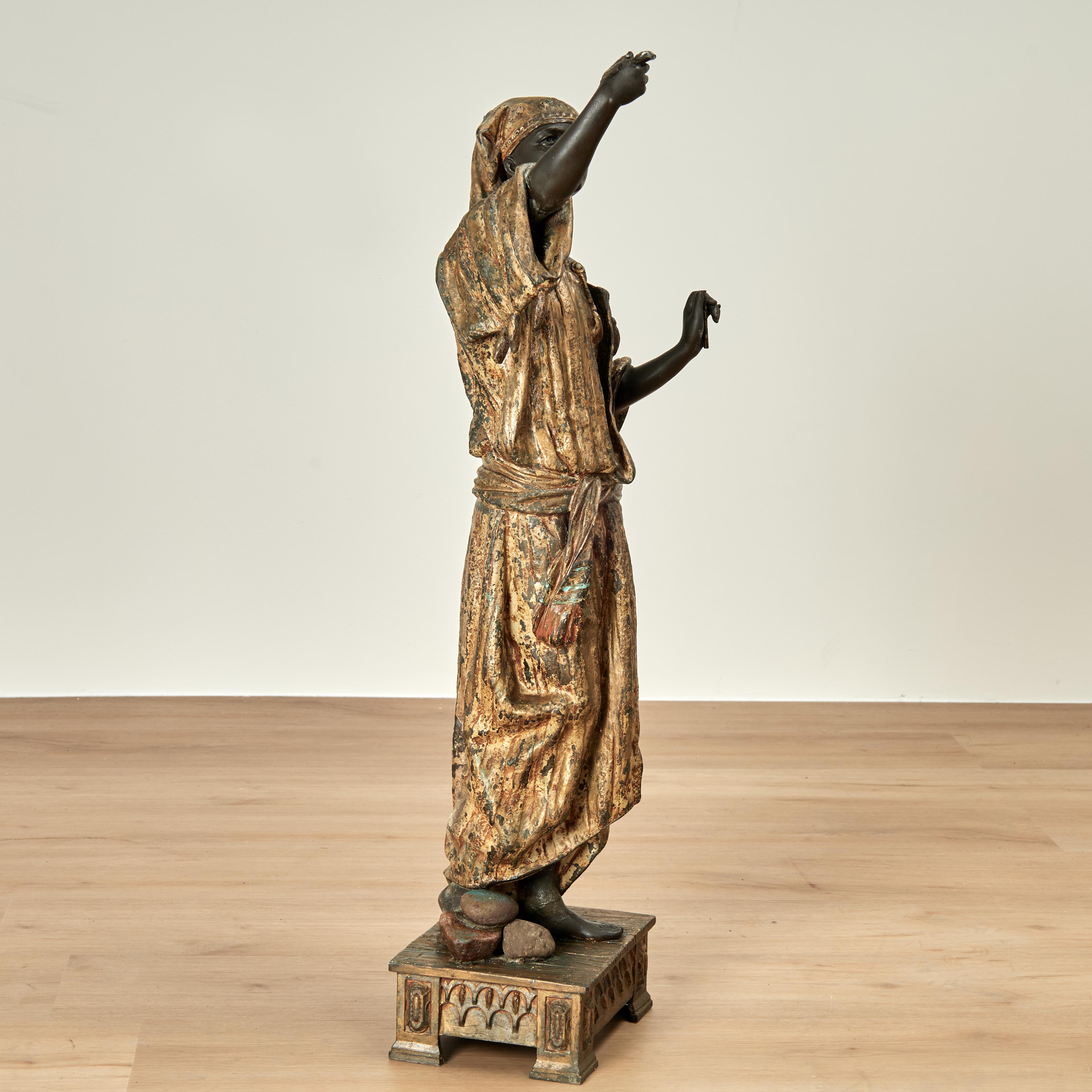 Paar große antike orientalische Bronzeskulpturen oder Statuen (19. Jahrhundert) im Angebot