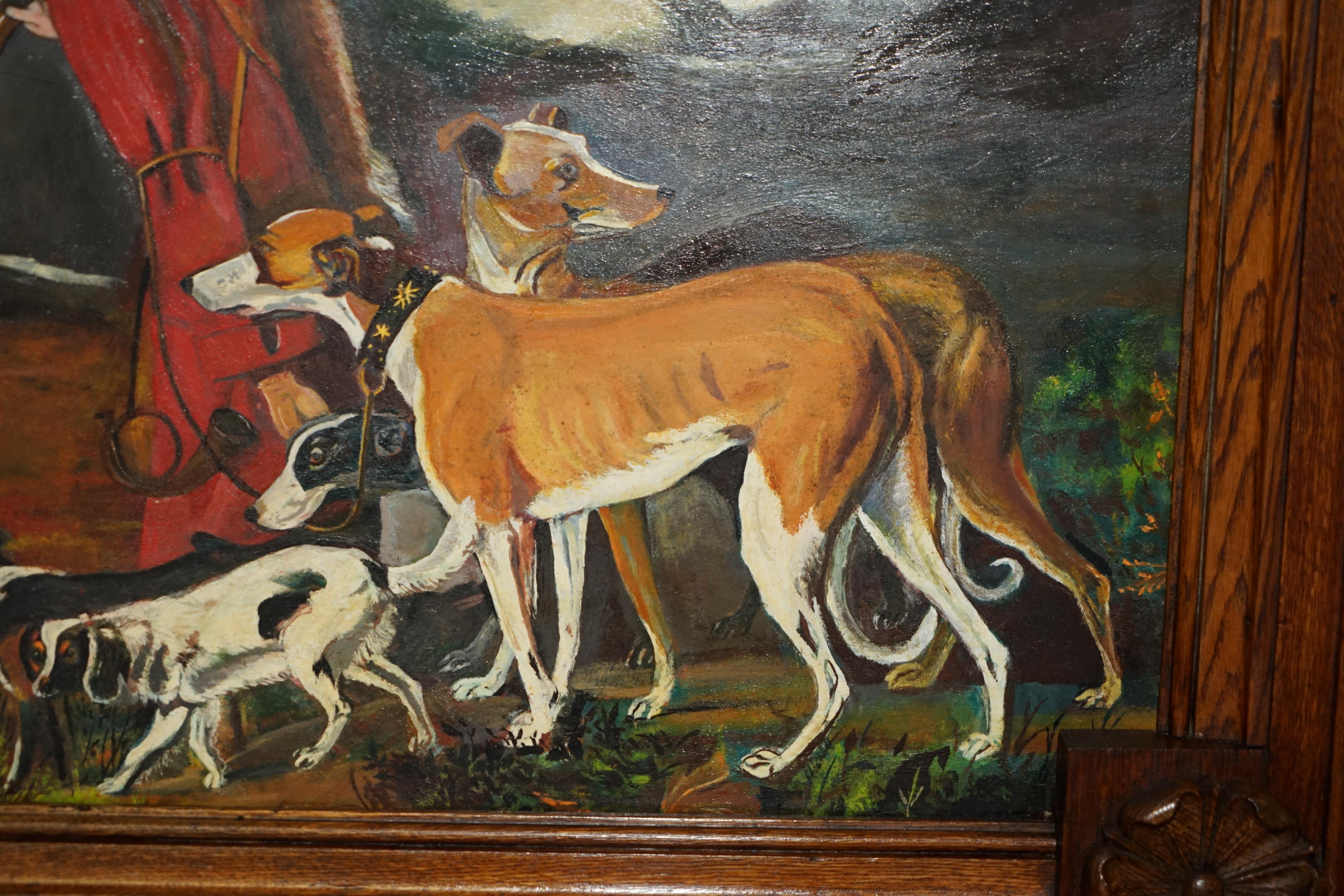 AIR OF LARGE ANTIQUE ORIGINAL SWEDISH OIL ON BOARD PAINTINGS CHUNKY OAK FRAMEs im Angebot 2