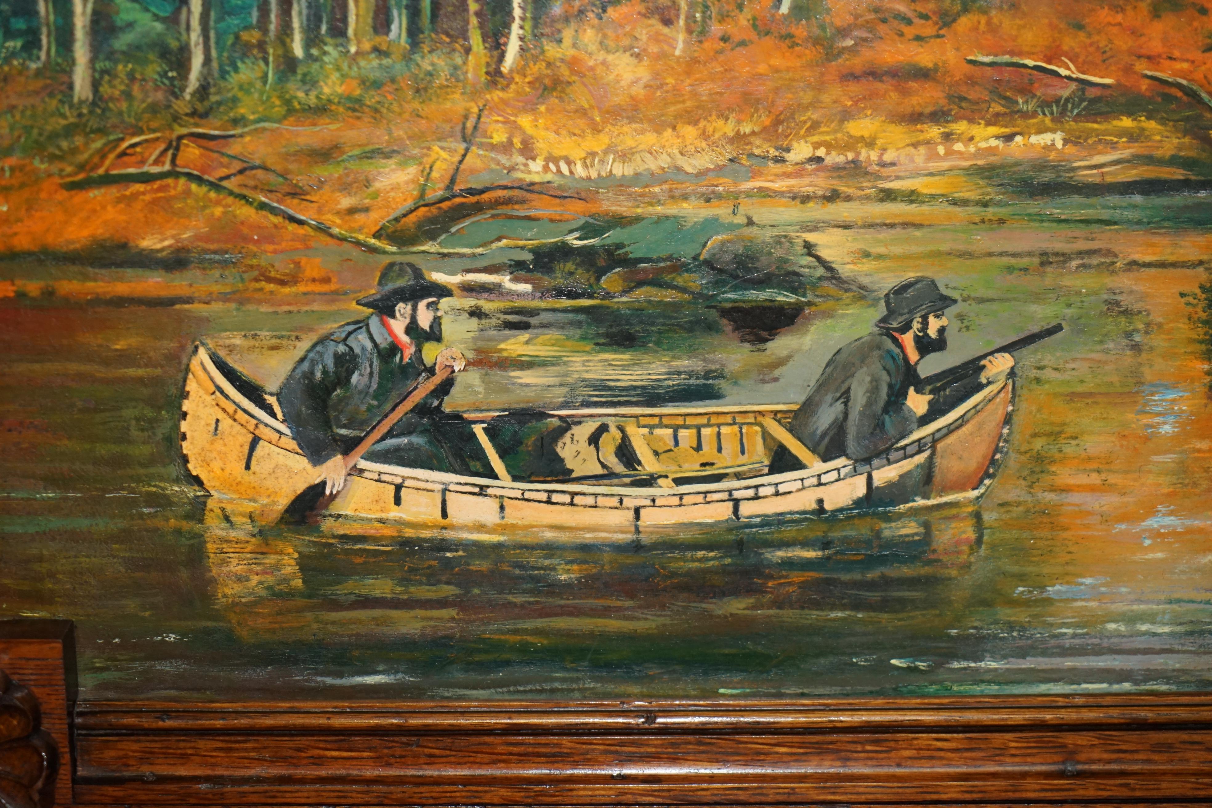 AIR OF LARGE ANTIQUE ORIGINAL SWEDISH OIL ON BOARD PAINTINGS CHUNKY OAK FRAMEs im Angebot 9