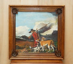 PAIR OF LARGE ANTIQUE ORIGINAL SWEDISH OIL ON BOARD PAINTINGS CHUNKY OAK FRAMEs