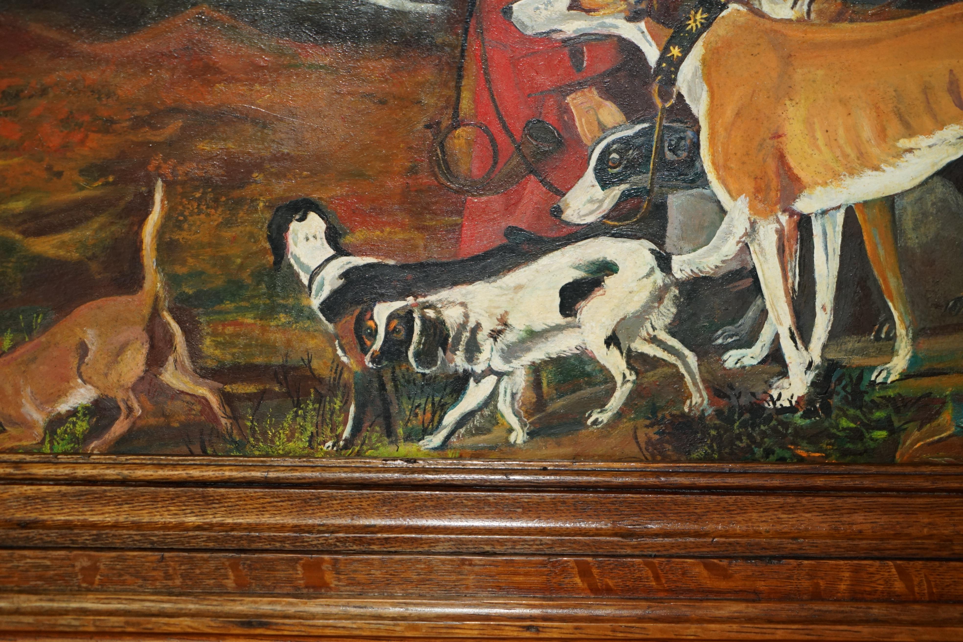 AIR OF LARGE ANTIQUE ORIGINAL SWEDISH OIL ON BOARD PAINTINGS CHUNKY OAK FRAMEs (Eichenholz) im Angebot