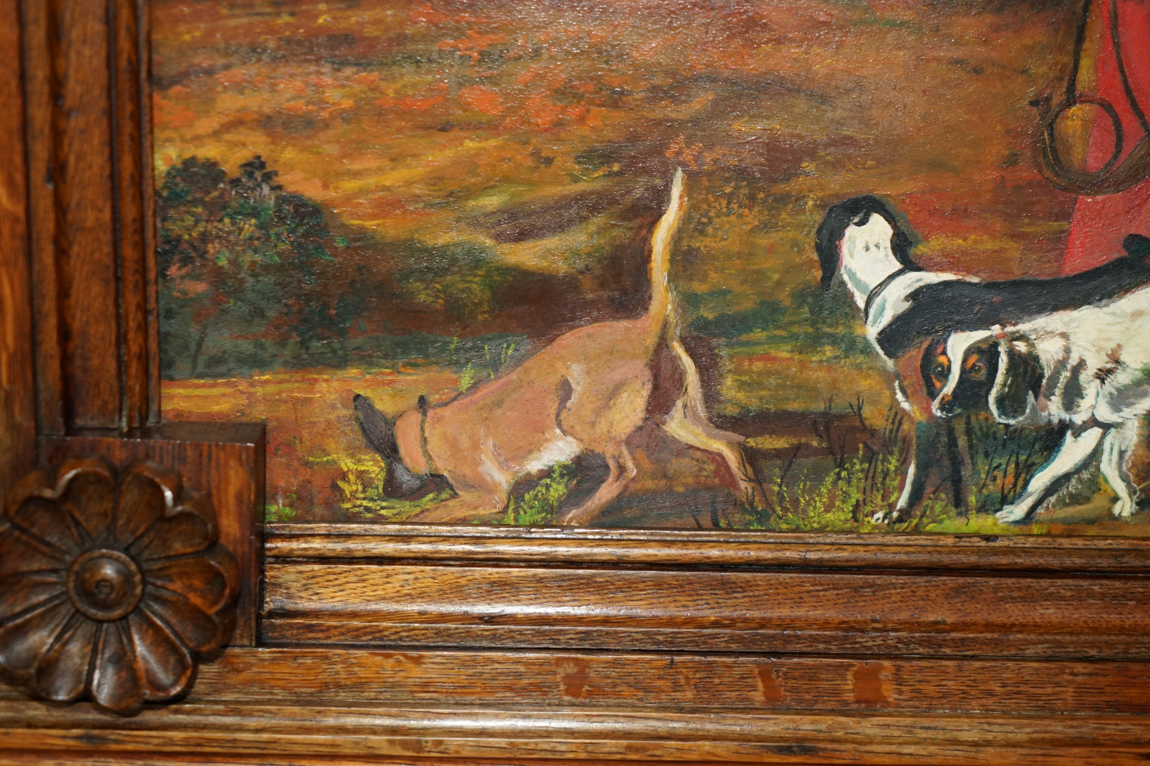 AIR OF LARGE ANTIQUE ORIGINAL SWEDISH OIL ON BOARD PAINTINGS CHUNKY OAK FRAMEs im Angebot 1