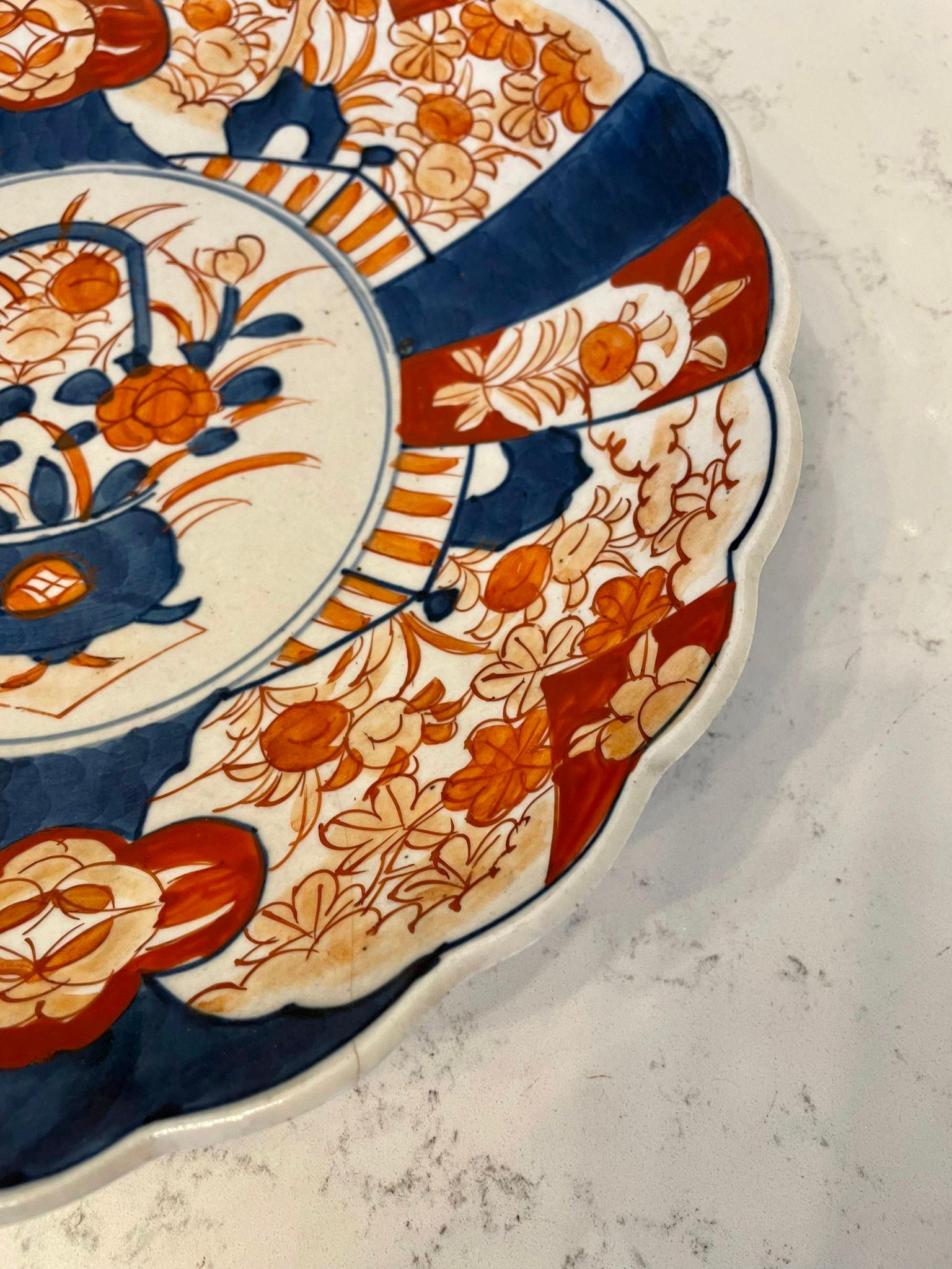 Porcelain Pair of Large Antique Quality Imari Plates