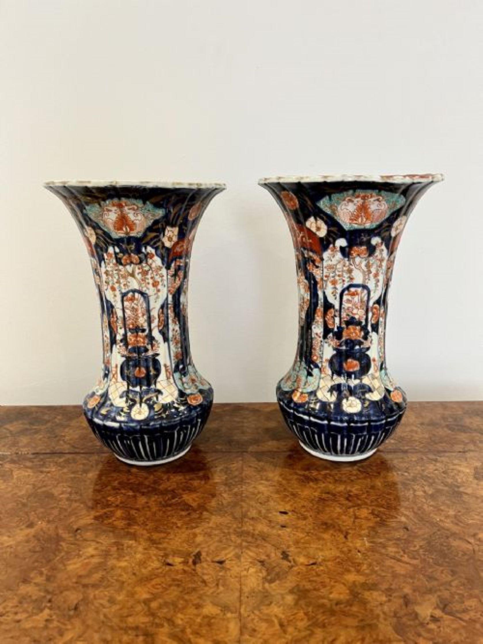 Pair of large antique quality Japanese imari vases  For Sale 1