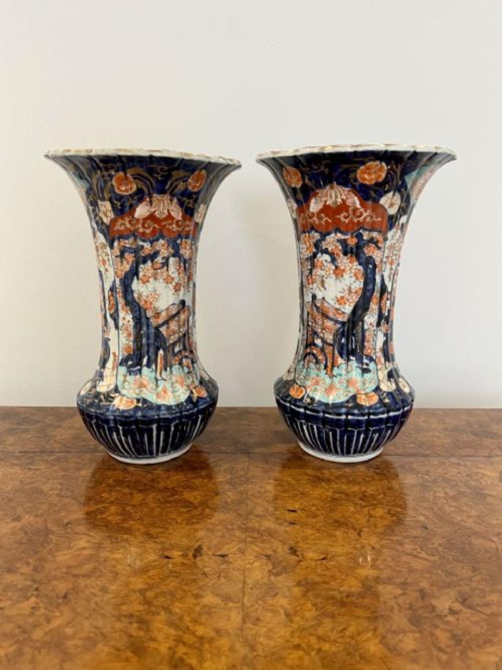Pair of large antique quality Japanese imari vases  For Sale 2