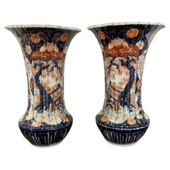 Paire de grands vases japonais imari de qualité ancienne 