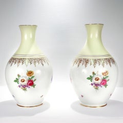 Pair of Large Antique Rosenthal Gilt Bouquet Vases with Floral Decoration