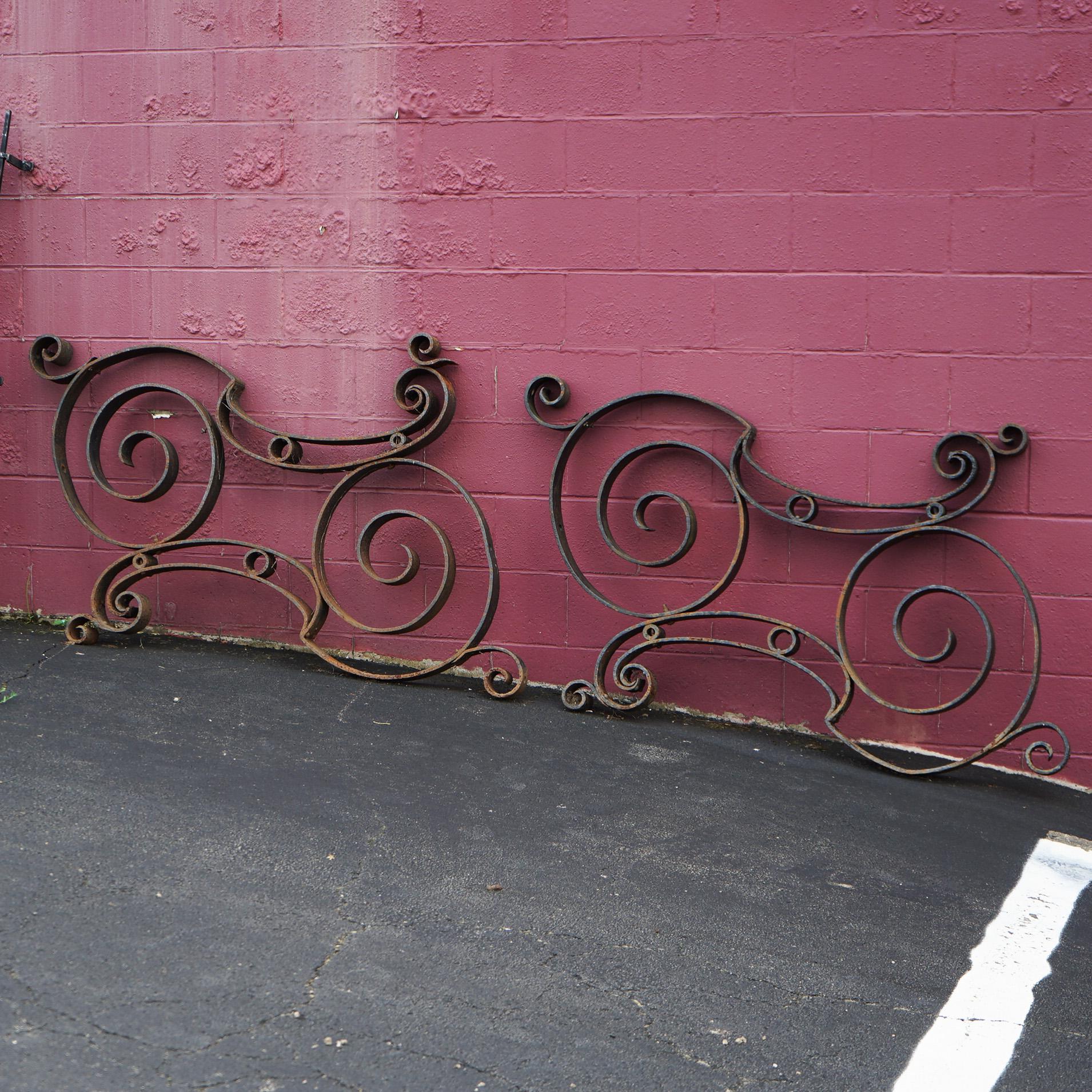 Pair of Large Antique Scroll Form Wrought Iron Architectural Corbels C1890 2