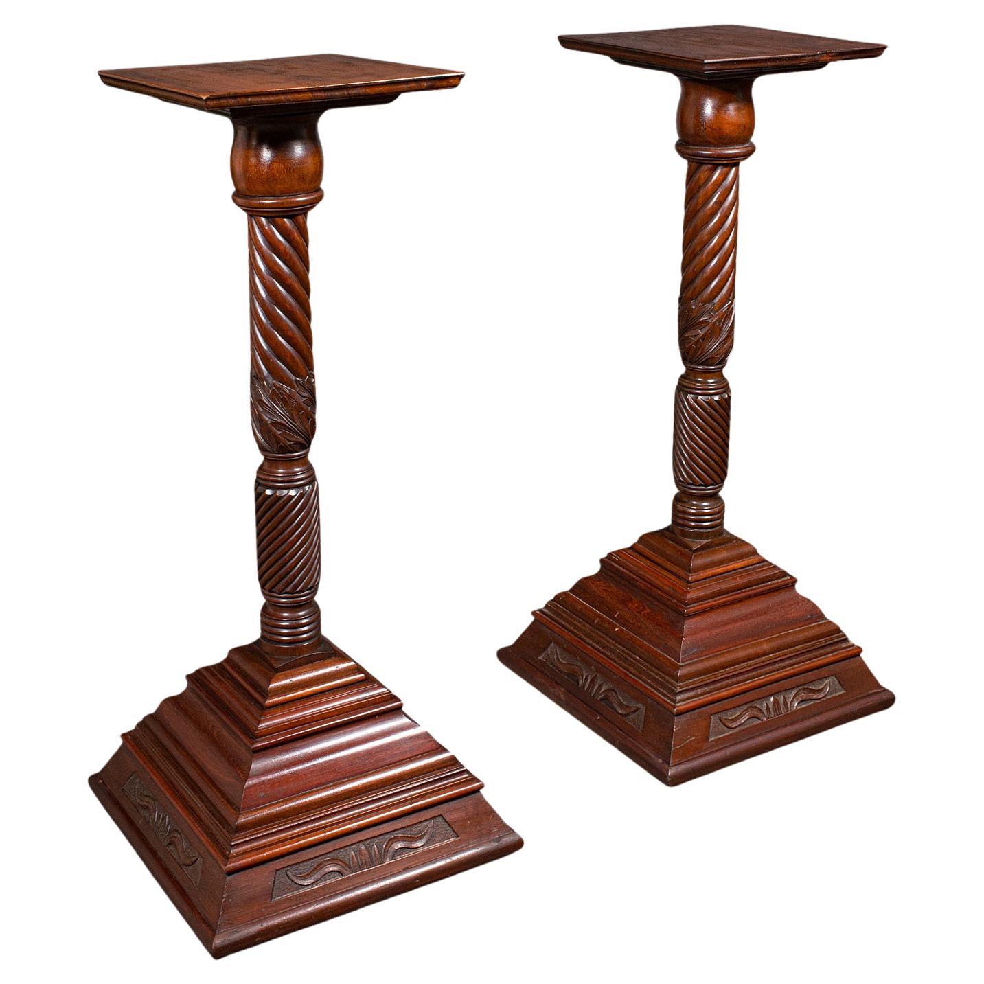 Pair of Large Antique Torchiere, English, Country House, Bust Stands, Victorian For Sale