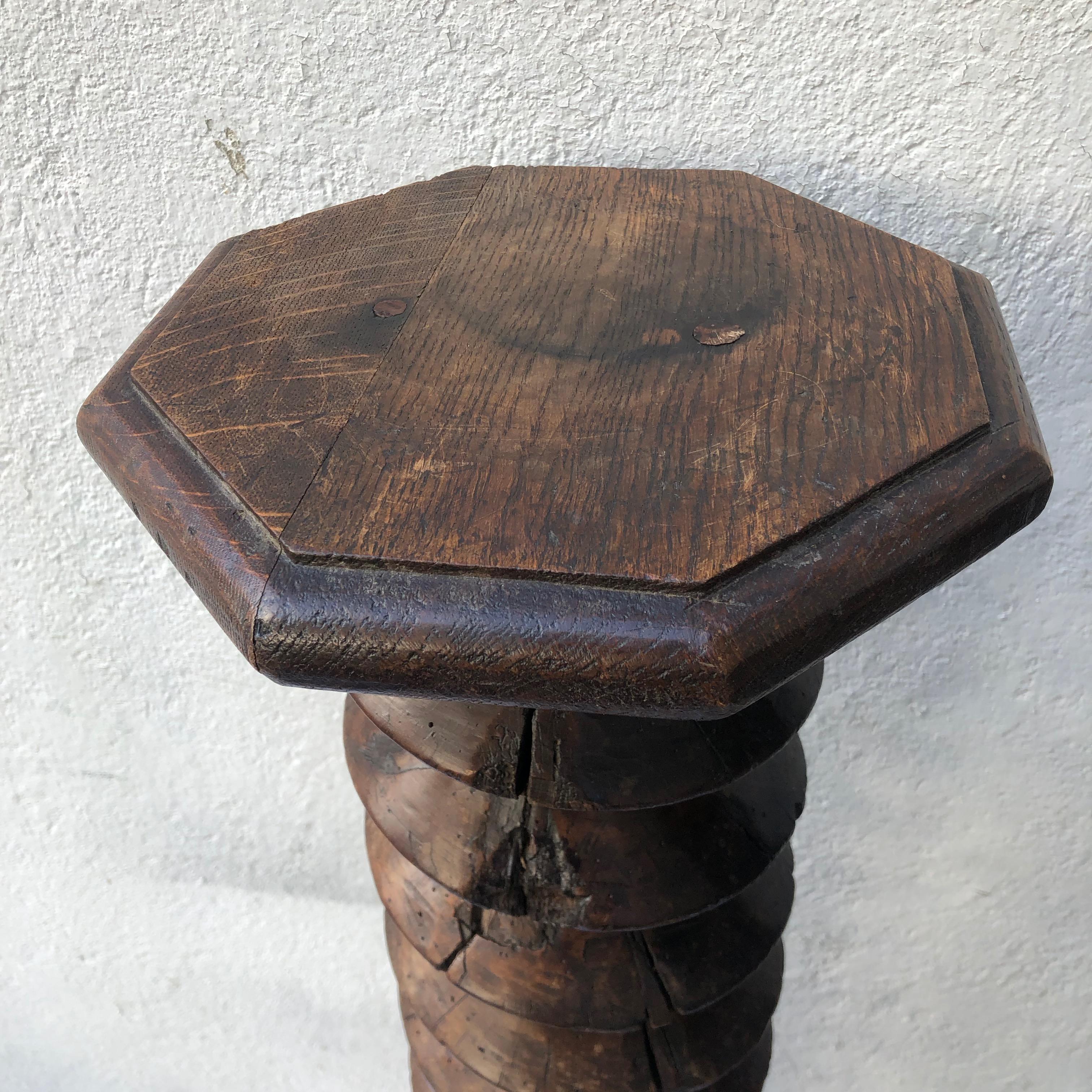 Pair of Large Antique Wood Screw Element Pedestals 1