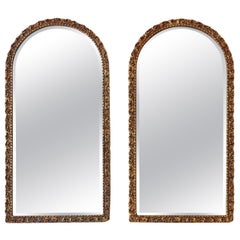 Pair of Large Arched Gilt Overmantle or Wall Mirrors