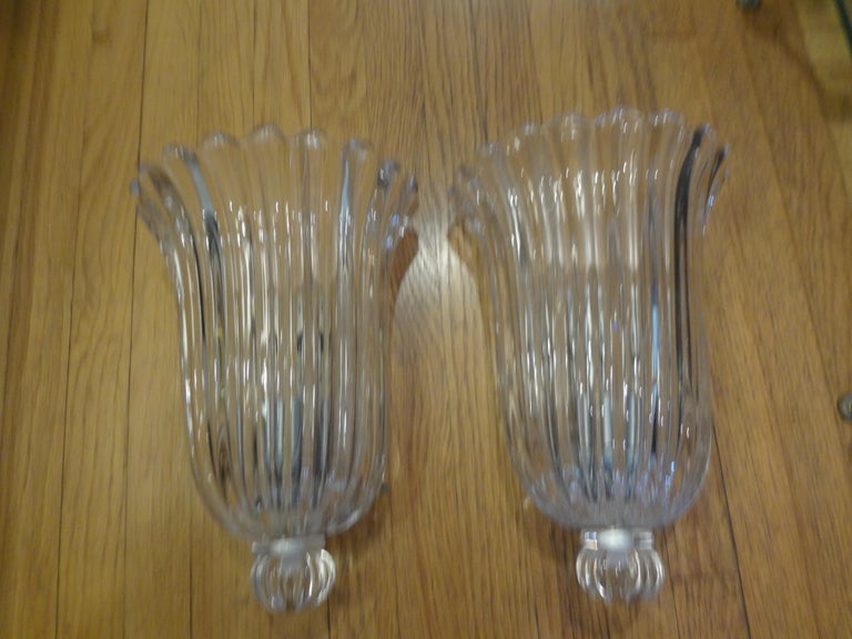 Pair of Large Archimede Seguso Signed and Marked Murano Glass Sconces 2
