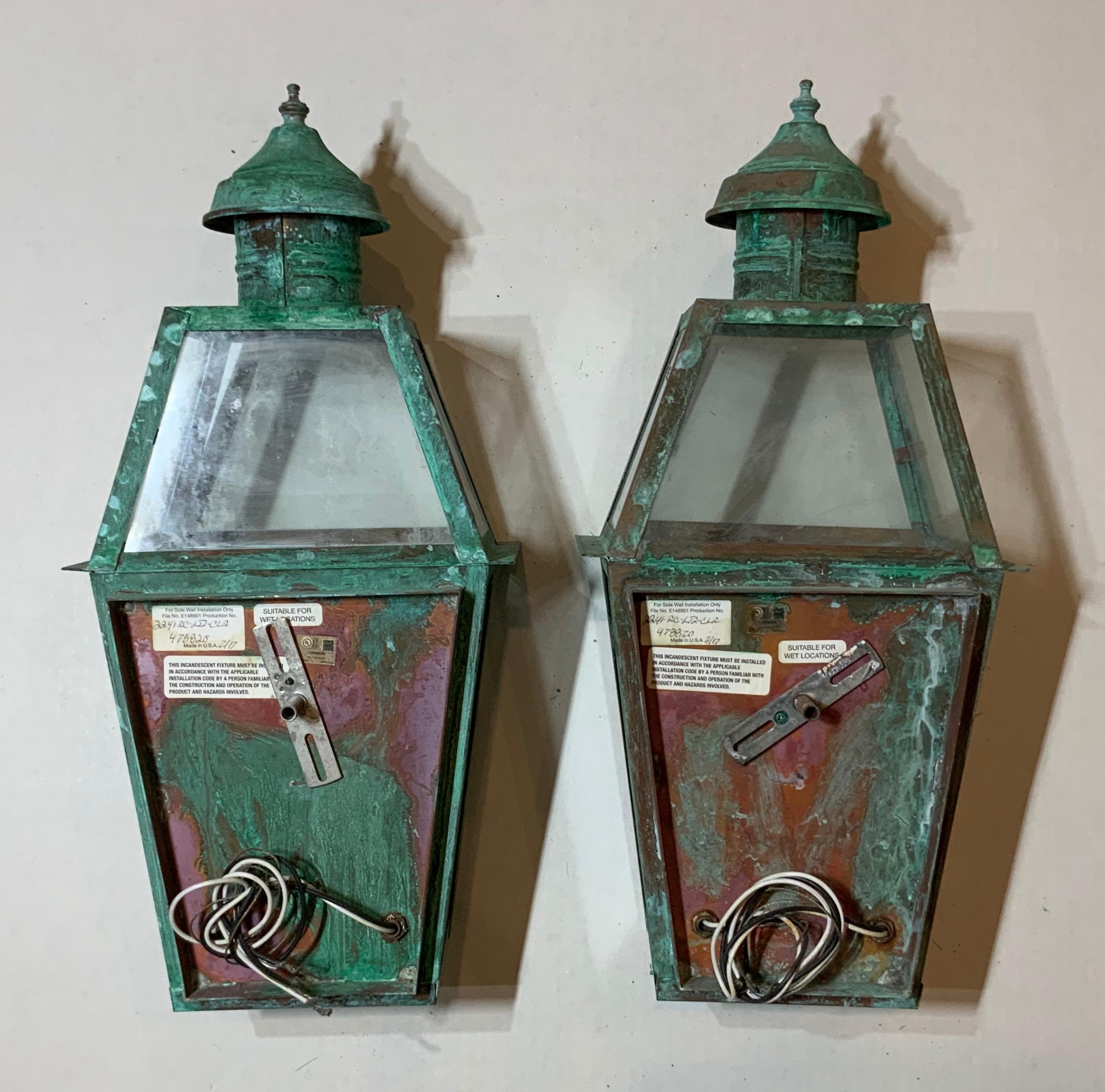 Pair of Large Architectural Copper Wall Lantern 4