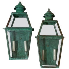 Pair of Large Architectural Copper Wall Lantern
