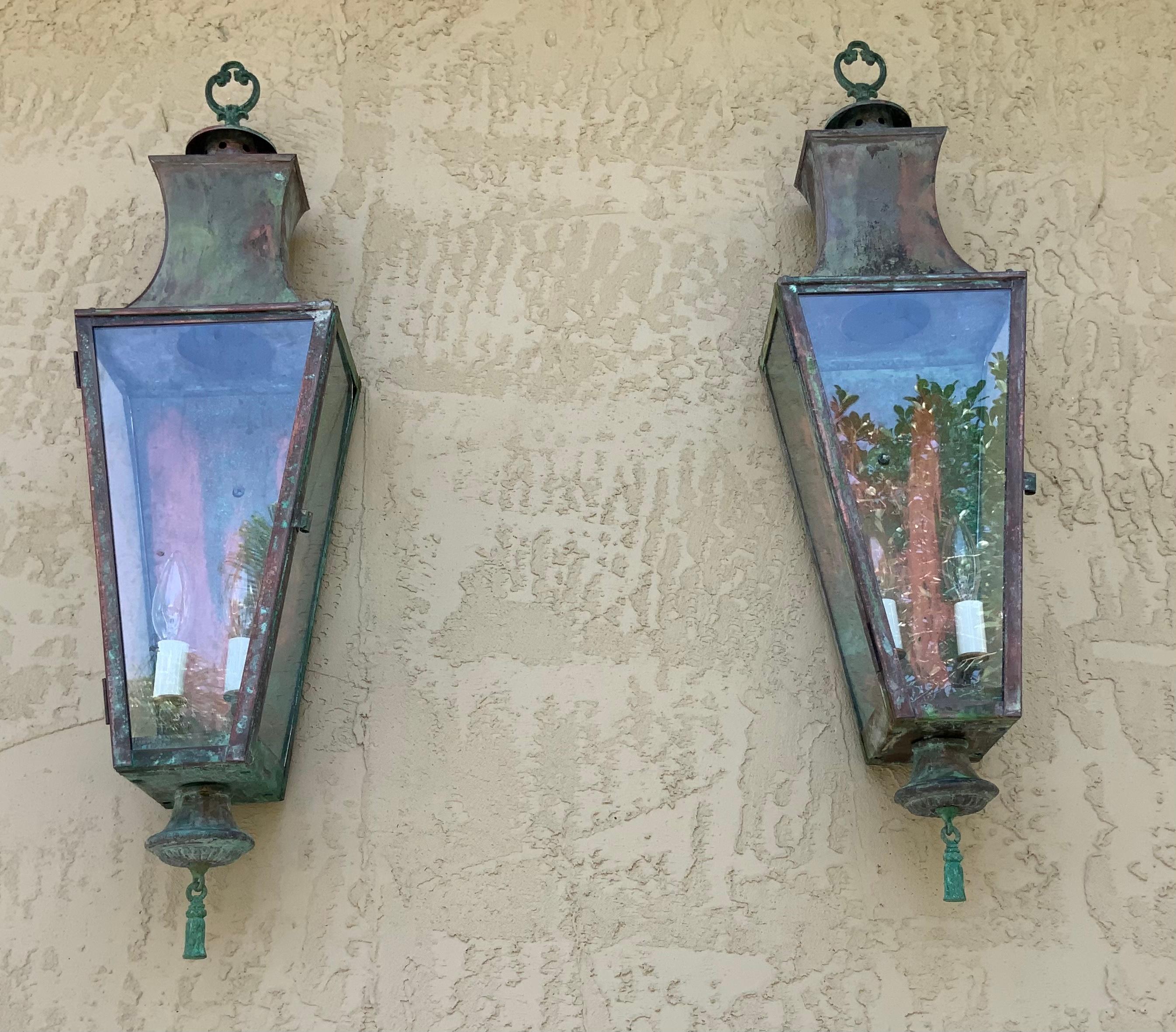 American Classical Pair of Large Architectural Wall Lantern