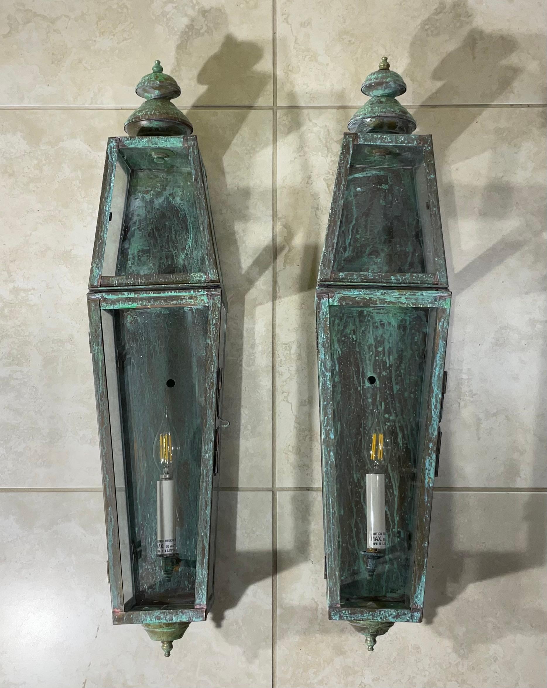 American Pair of Large Architectural Wall Lantern