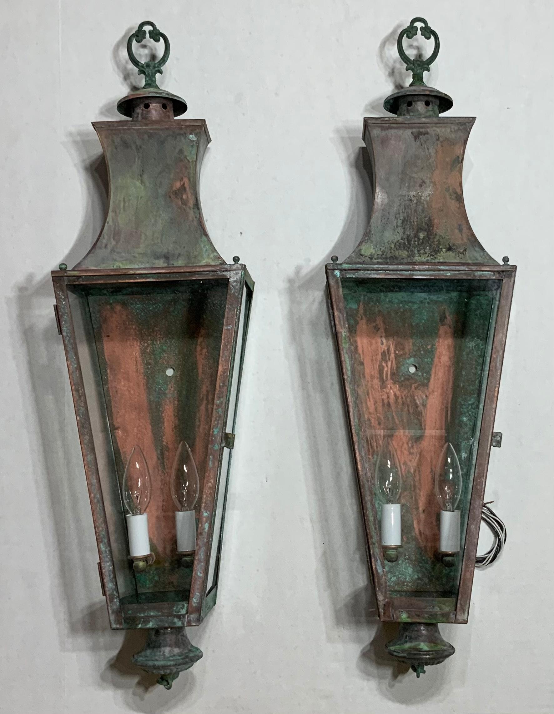 American Pair of Large Architectural Wall Lantern