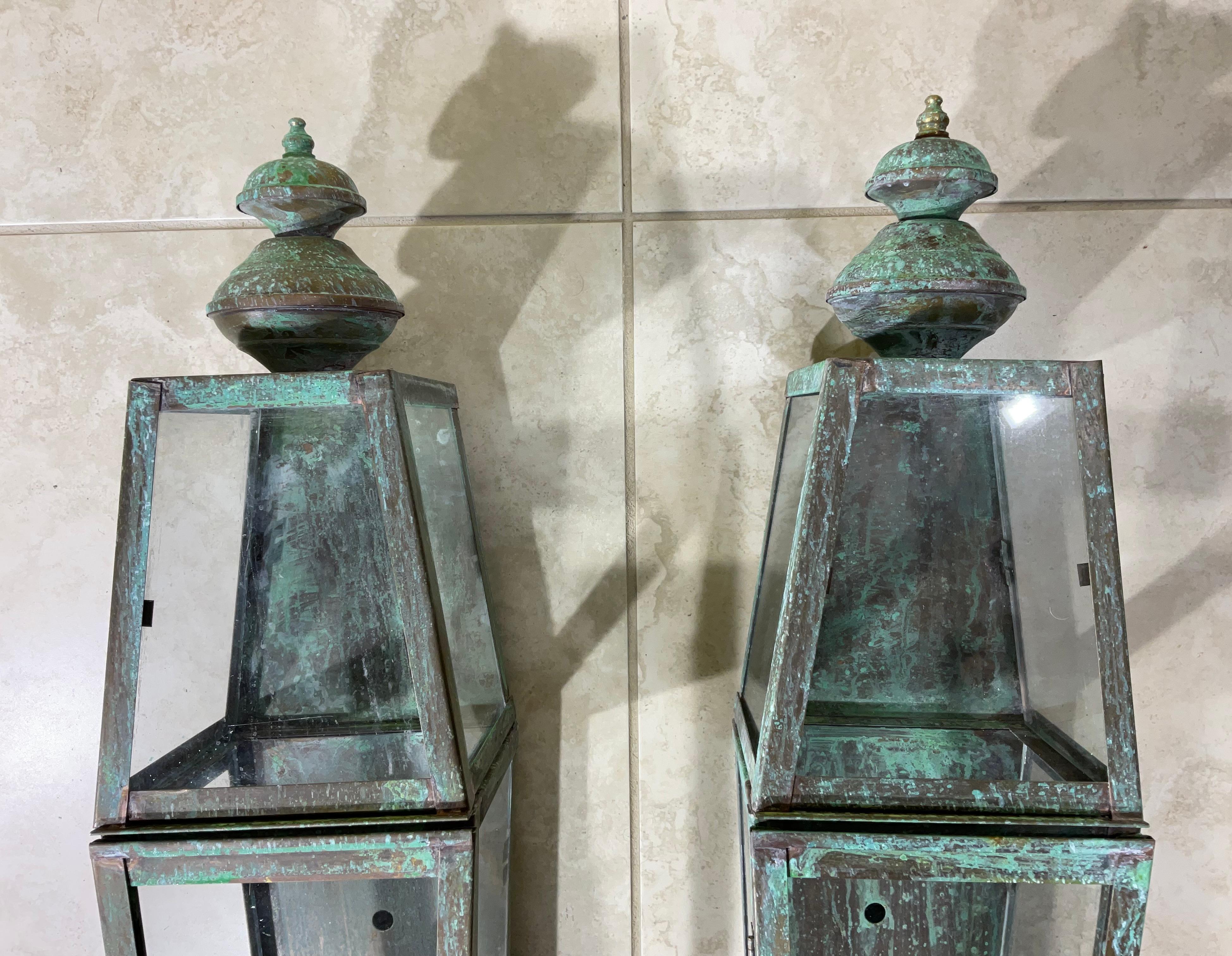 Hand-Crafted Pair of Large Architectural Wall Lantern