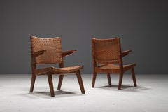 Pair of Large Armchairs by Pierre Jeanneret Geneva, Switzerland, 1950s