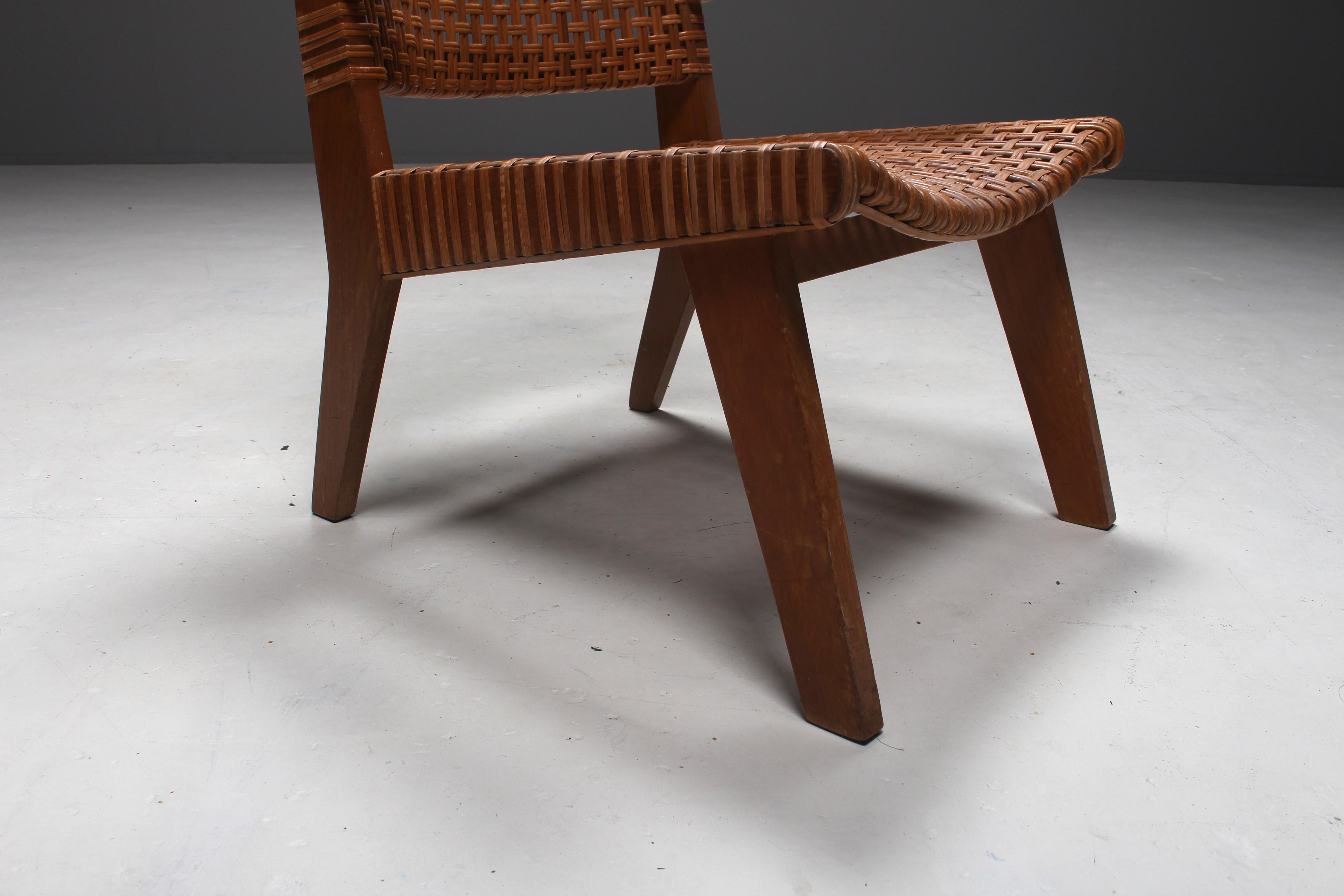 Mid-20th Century Pair of Large Armchairs by Pierre Jeanneret Geneva, Switzerland, 1950s For Sale