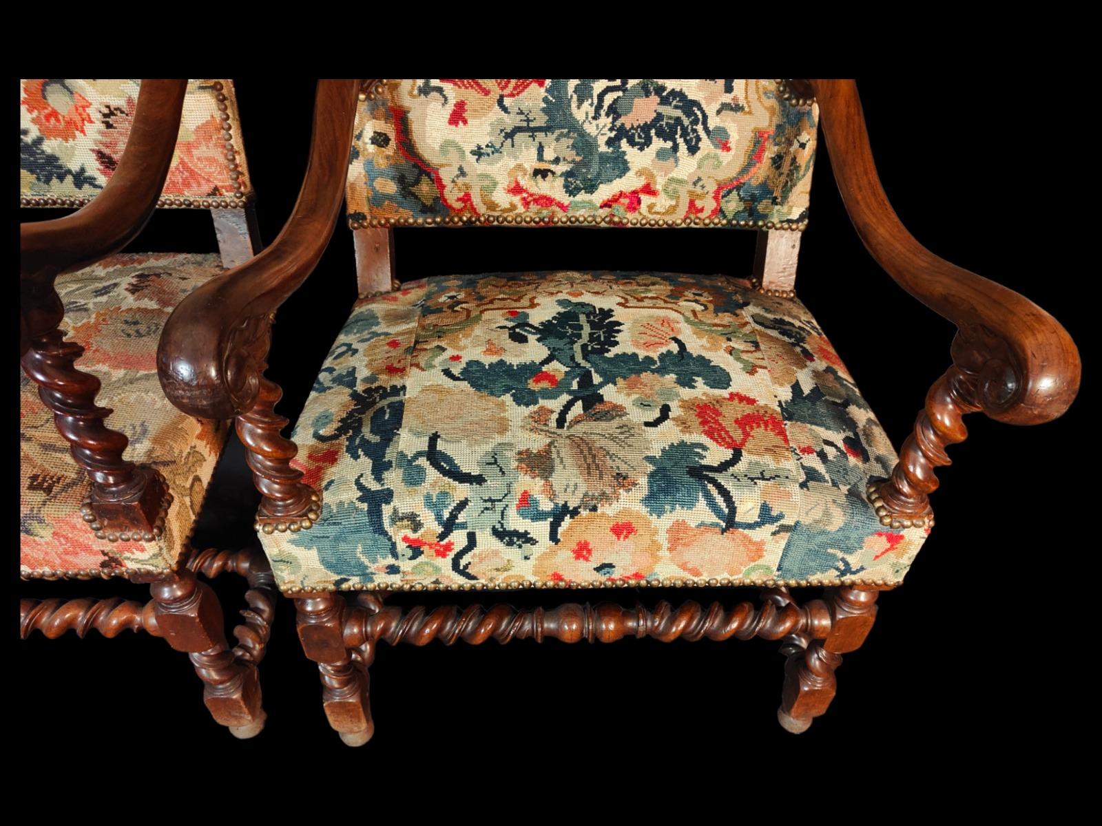 Baroque Pair Of Large Armchairs 19th Century