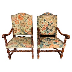 Antique Pair Of Large Armchairs 19th Century