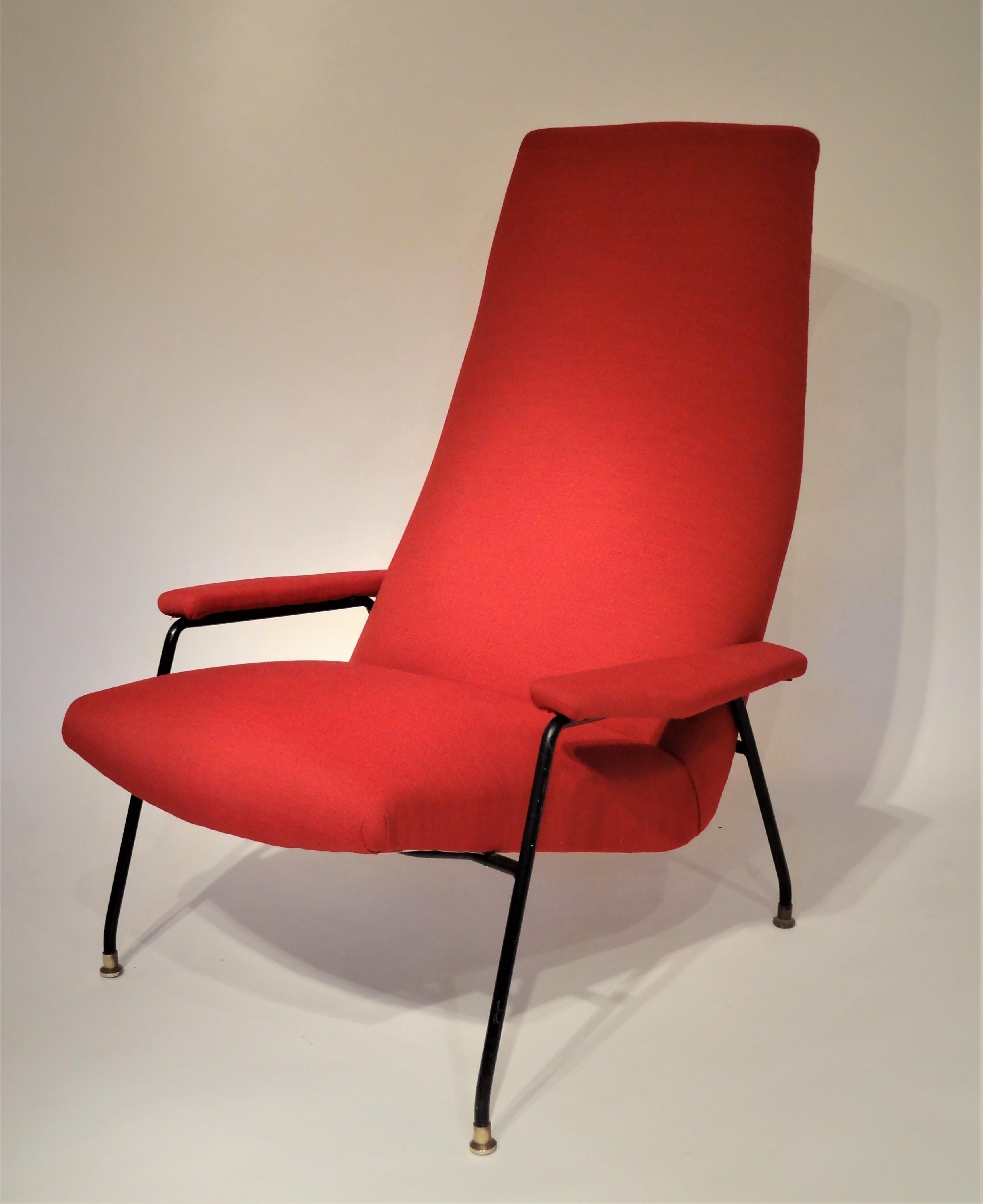 Mid-Century Modern Pair of Large Armchairs Attributed to Augusto Bozzi for Saporiti, Italy