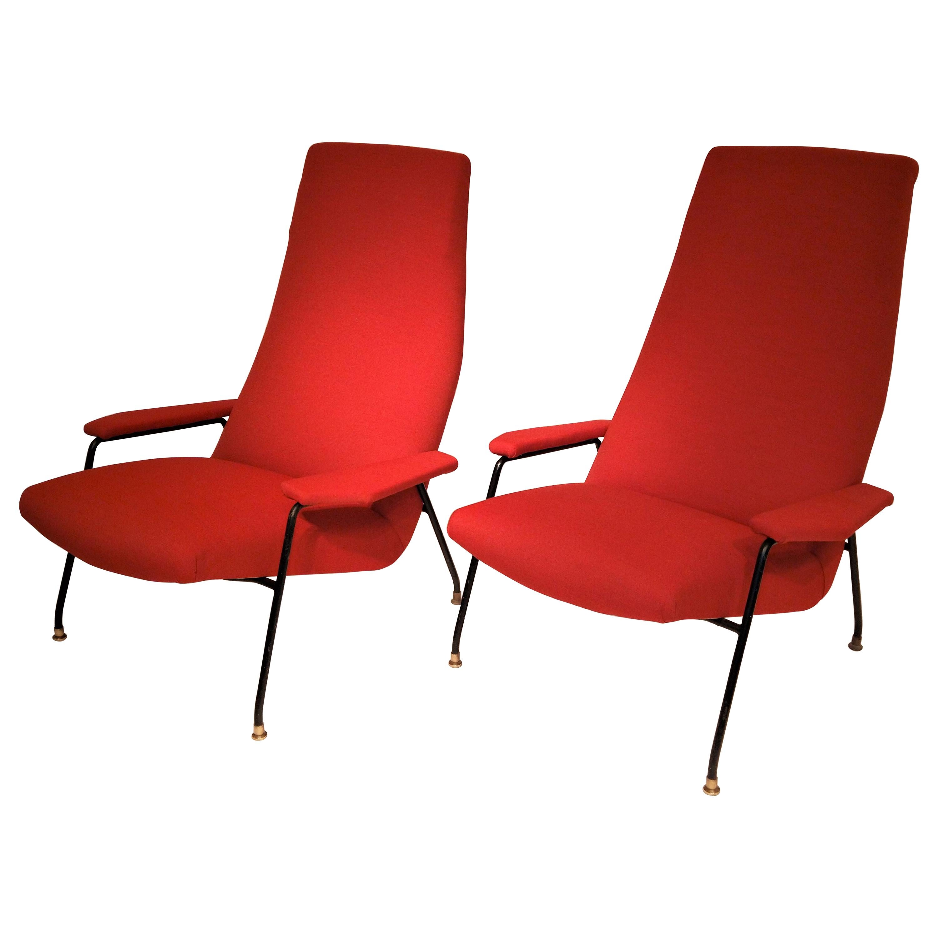 Pair of Large Armchairs Attributed to Augusto Bozzi for Saporiti, Italy
