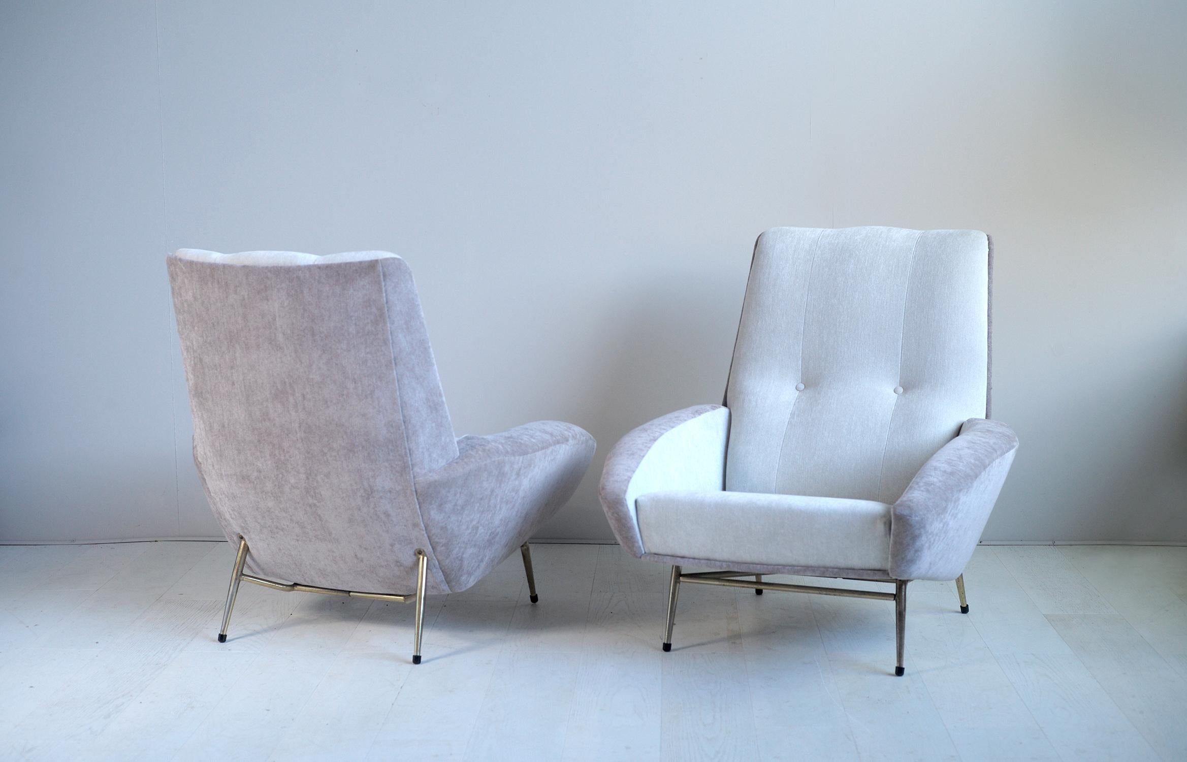 Mid-Century Modern Pair of Large Armchairs by Guy Besnard, France, 1960