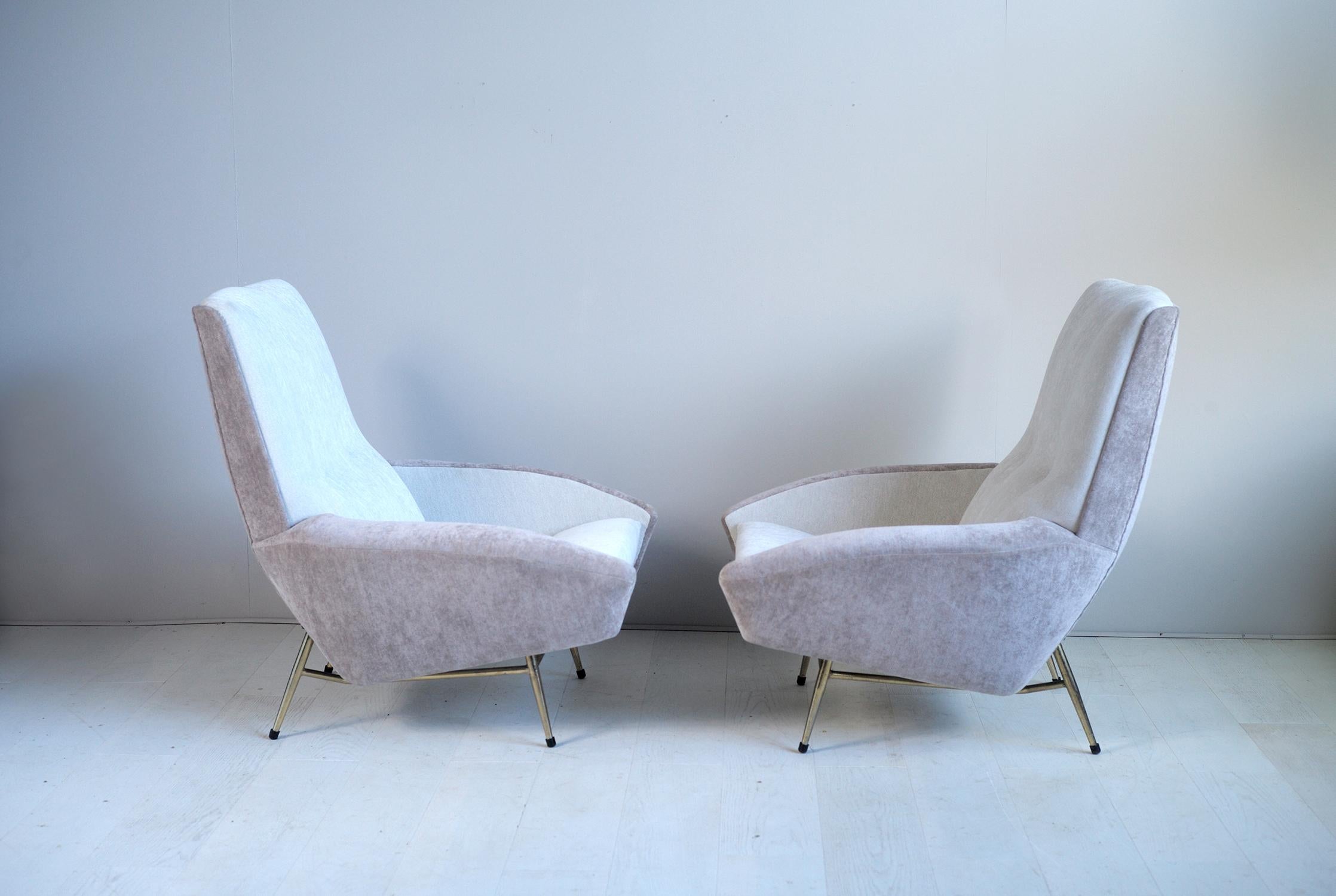 French Pair of Large Armchairs by Guy Besnard, France, 1960