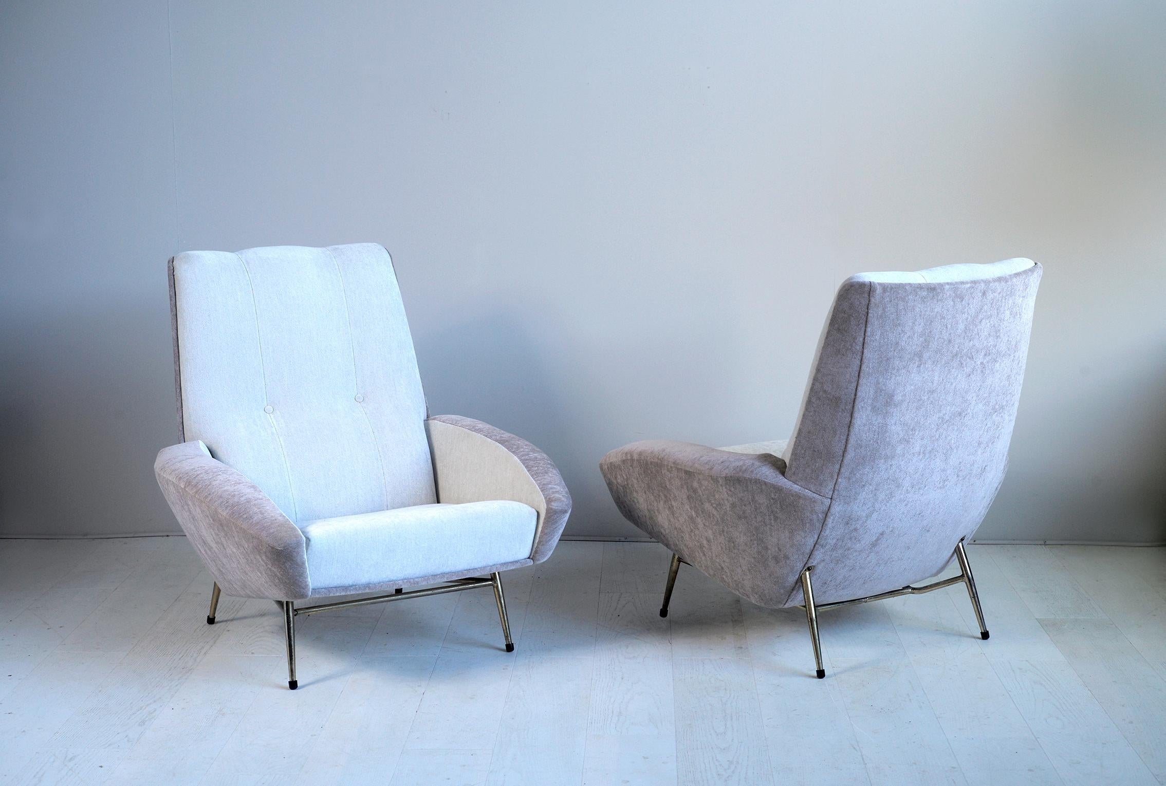 Mid-20th Century Pair of Large Armchairs by Guy Besnard, France, 1960