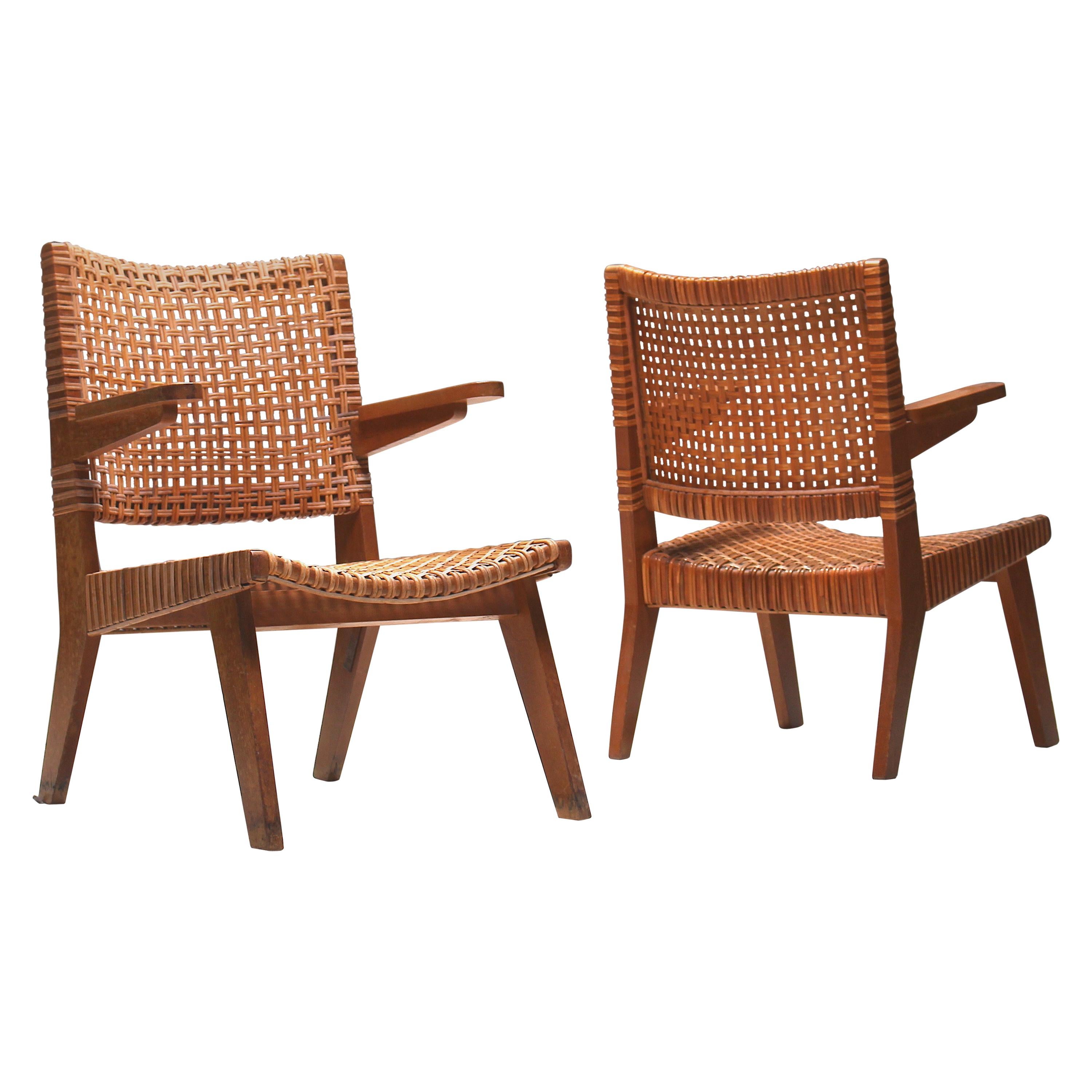 Pair of Large Armchairs by Pierre Jeanneret Geneva, Switzerland, 1950s For Sale