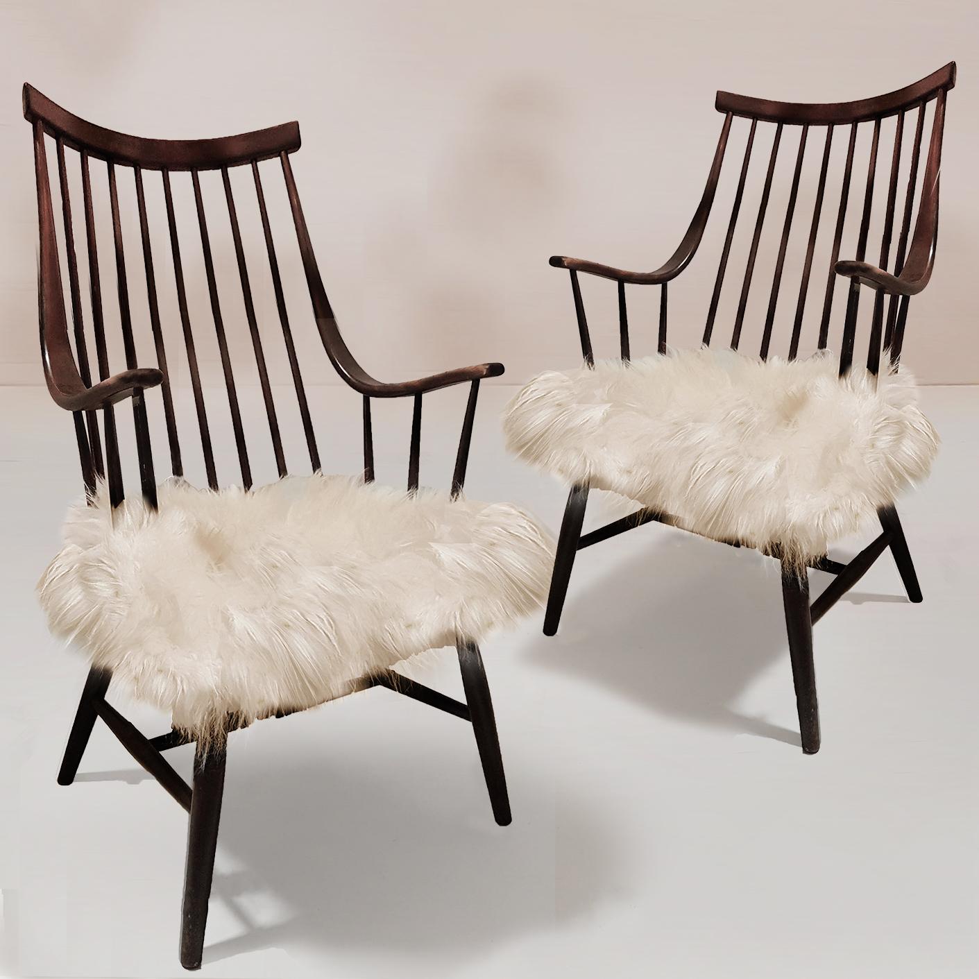 Wool Pair of Large Armchairs Model Grandessa by Lena Larsson for Pastoe/ Nesto, 1959
