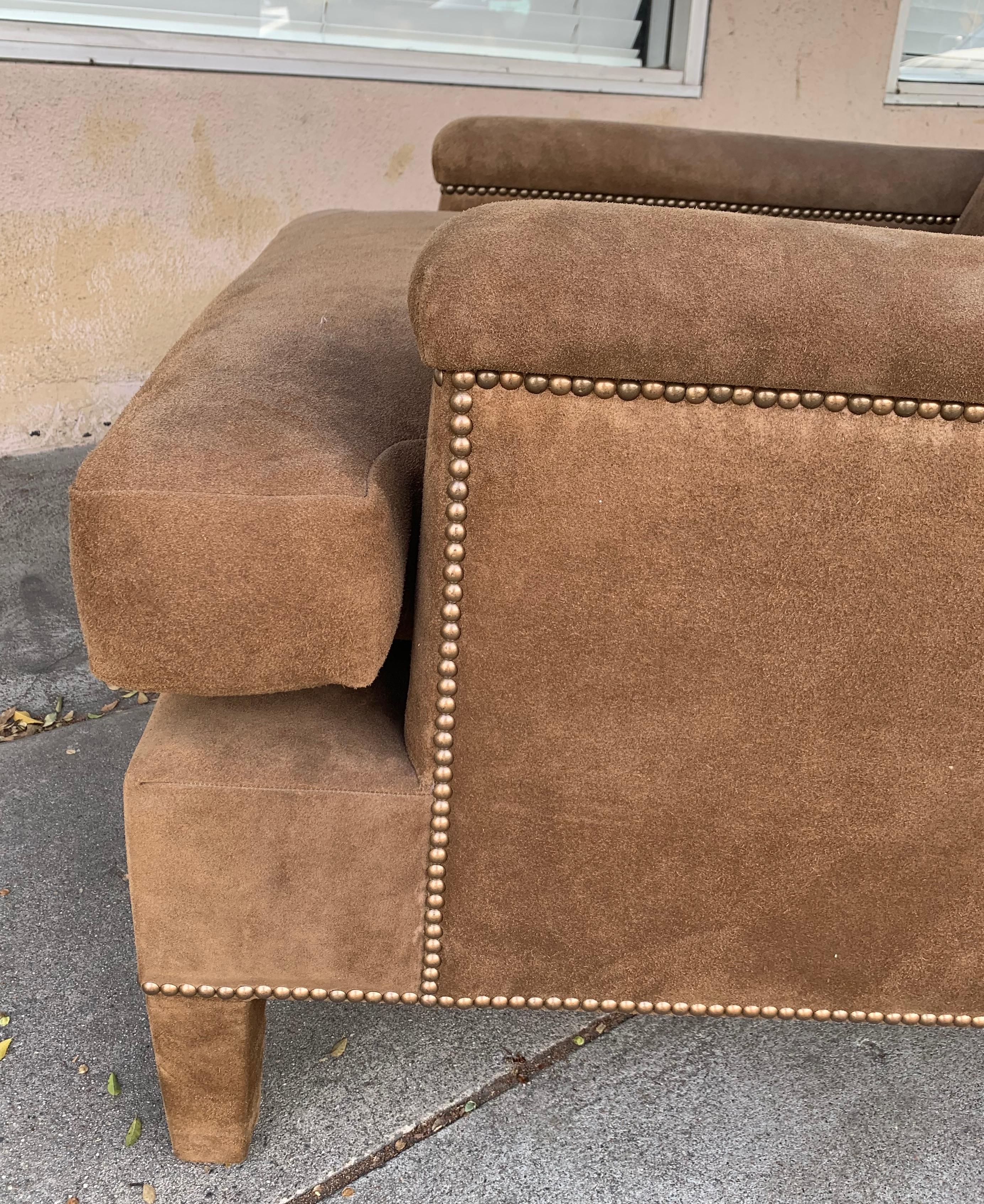 brown suede armchair