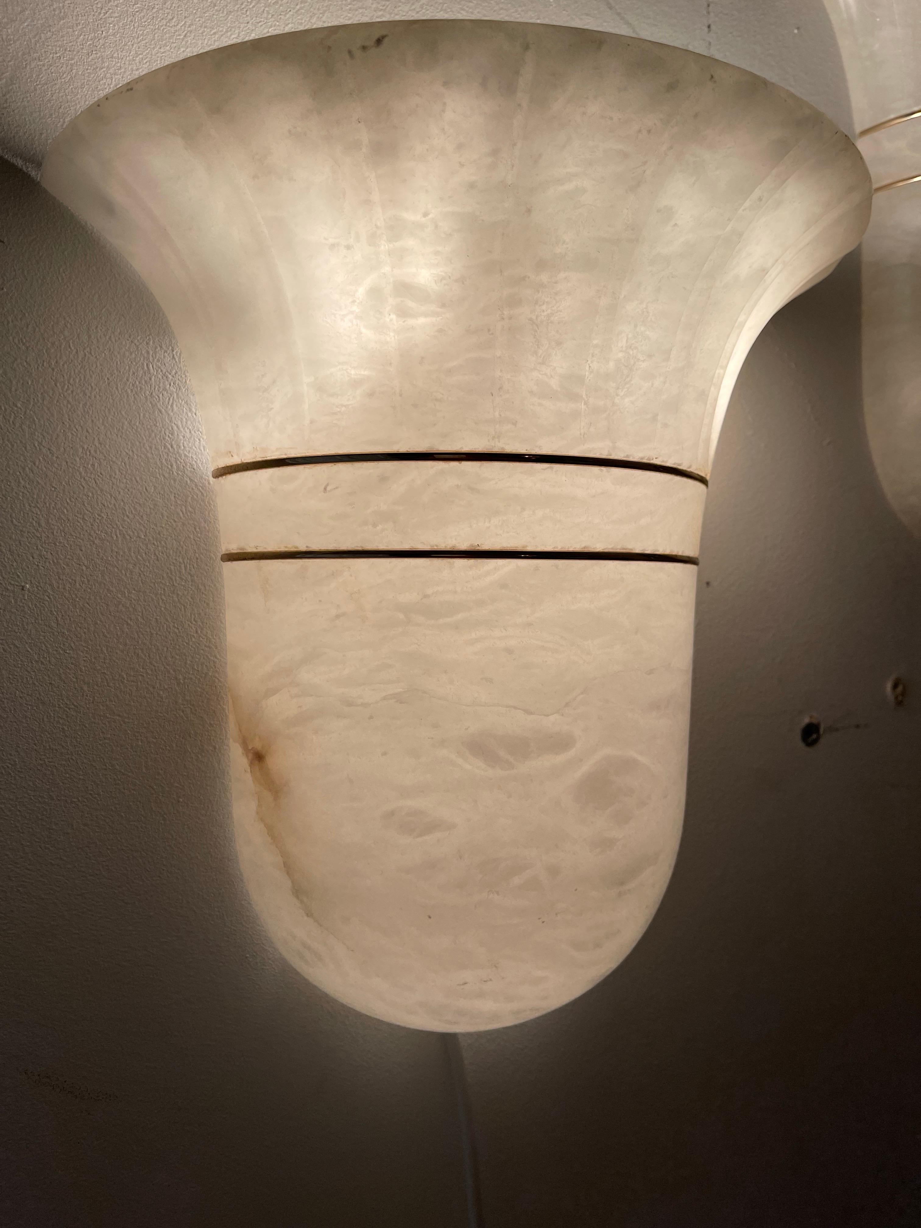 Wall lighting Art Deco marble pair , Italy 1970 1