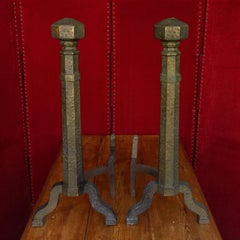 Paire de grands chenets Art Déco