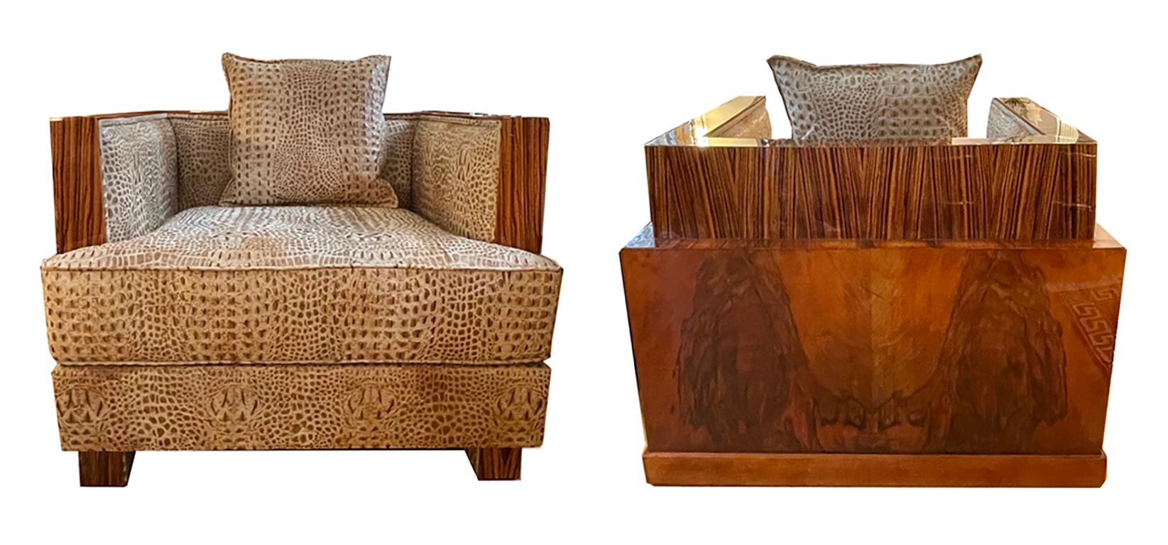 Pair of large Art Deco armchairs For Sale 5